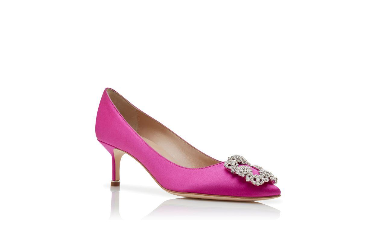 HANGISI 50 Dark Fuchsia Satin Jewel Buckle Pumps Product Image