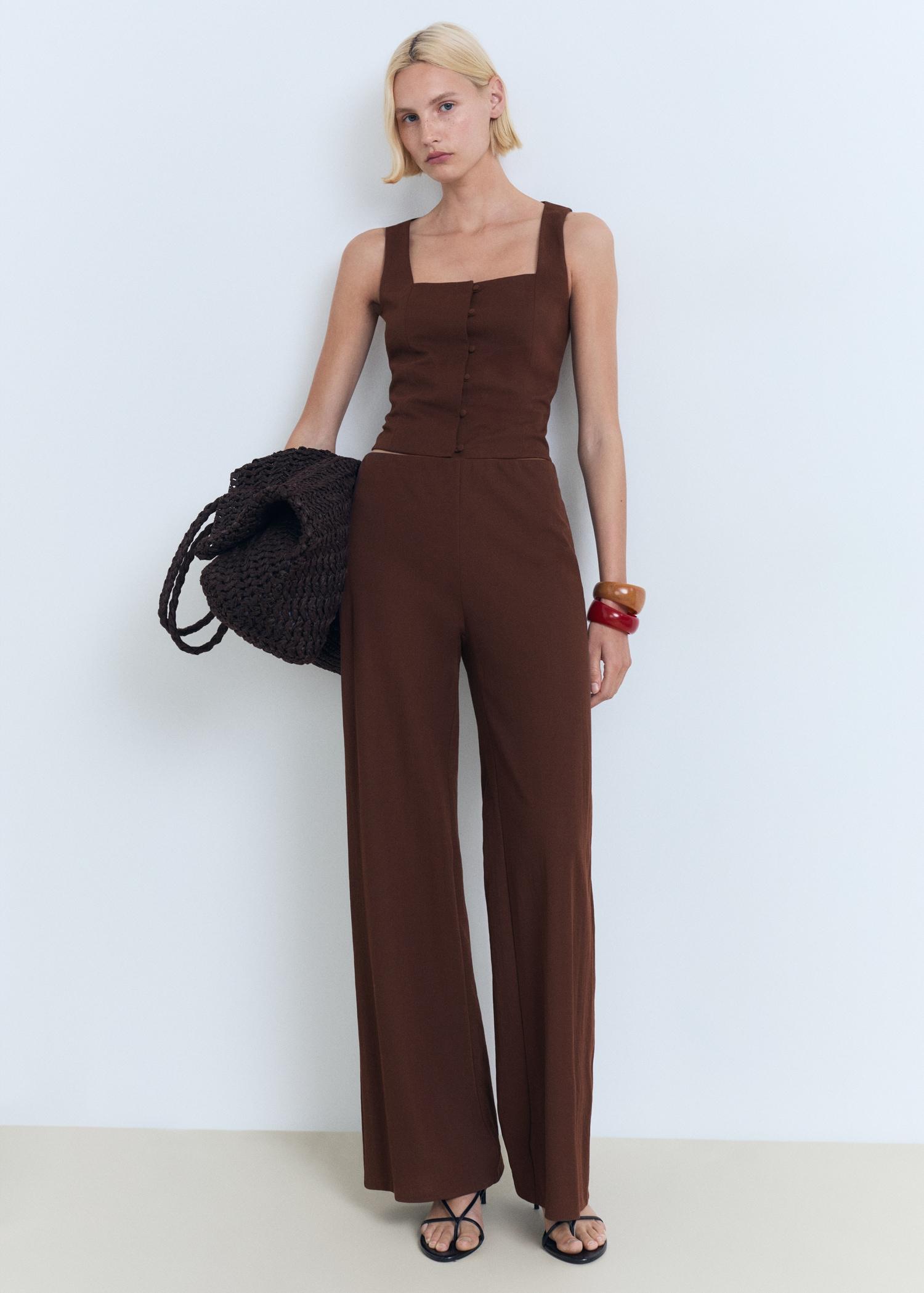 Buttons cotton top - Women | MANGO USA Product Image