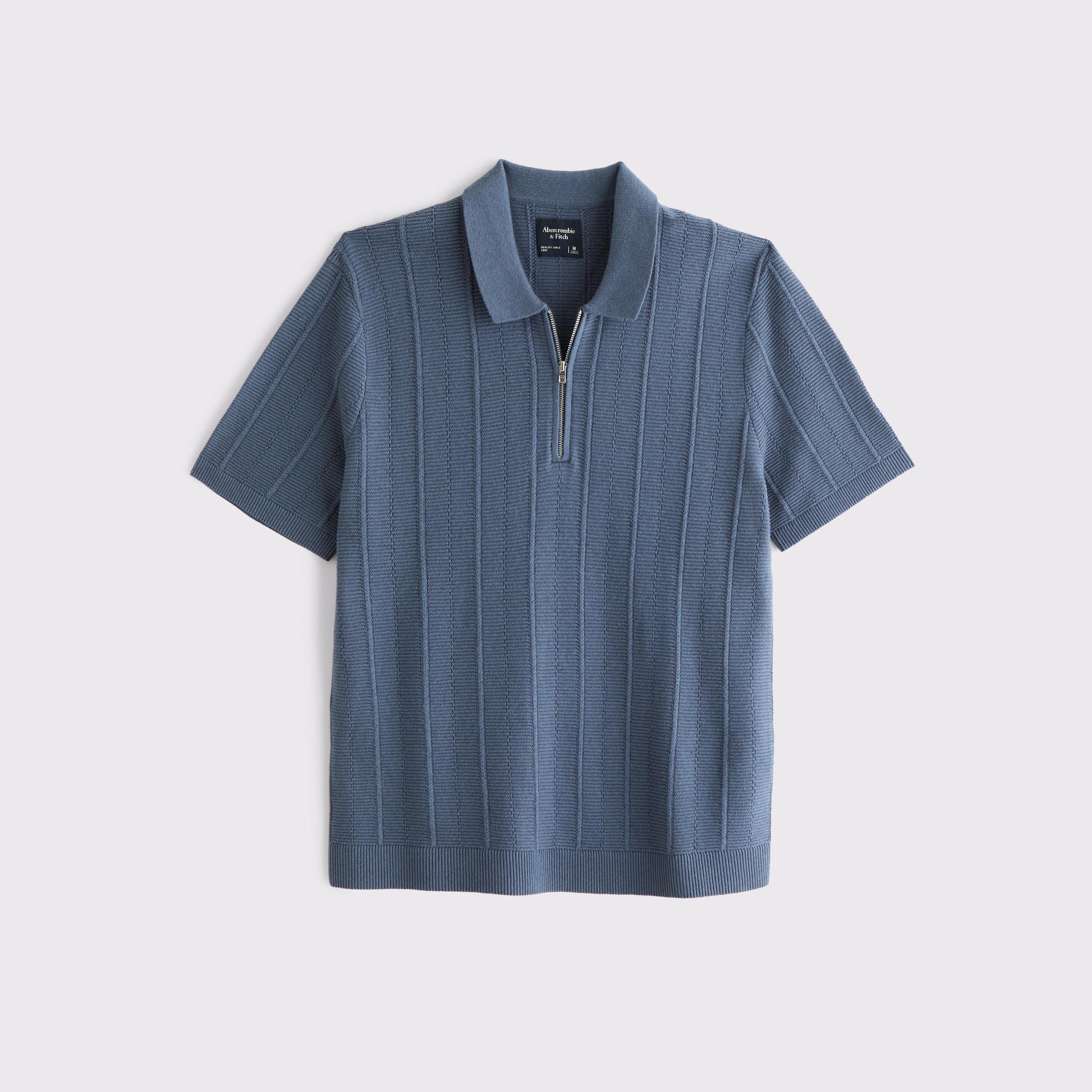 Textural Stripe Zip Sweater Polo Product Image