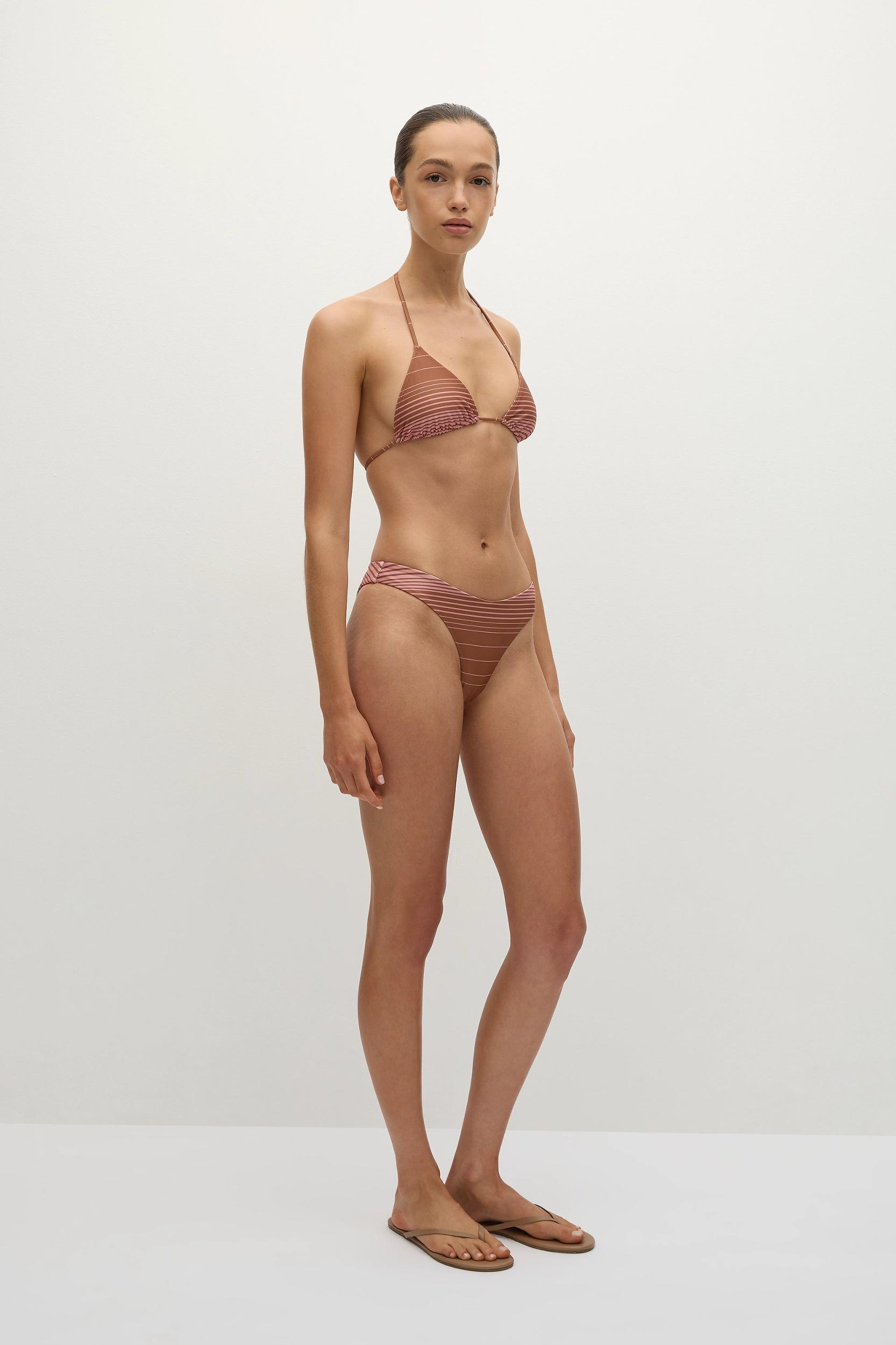 Bebe Bikini Bottom Accordion Stripe Puce Fawn - Final Sale Product Image
