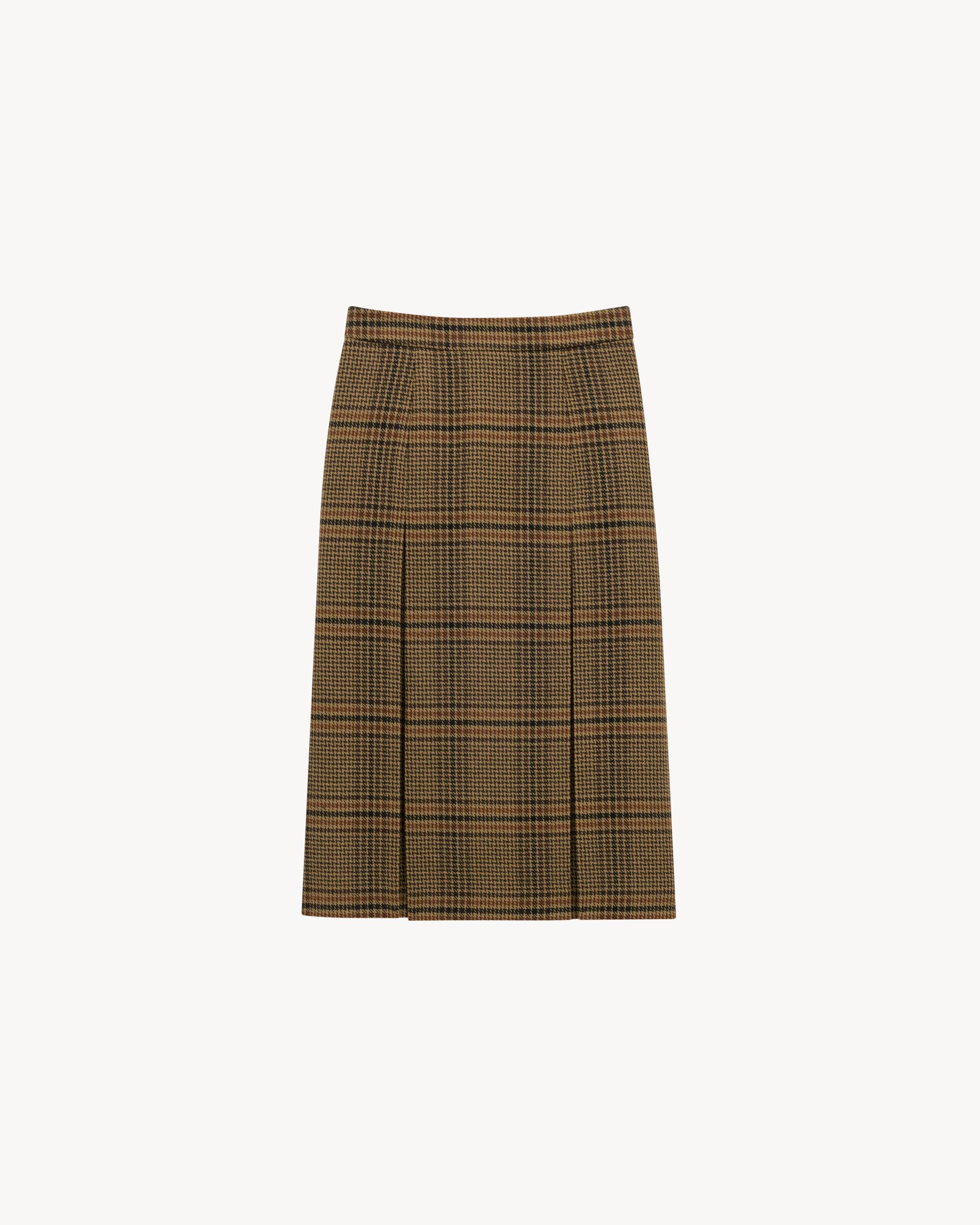 midi skirt in prince of wales wool and cashmere Product Image
