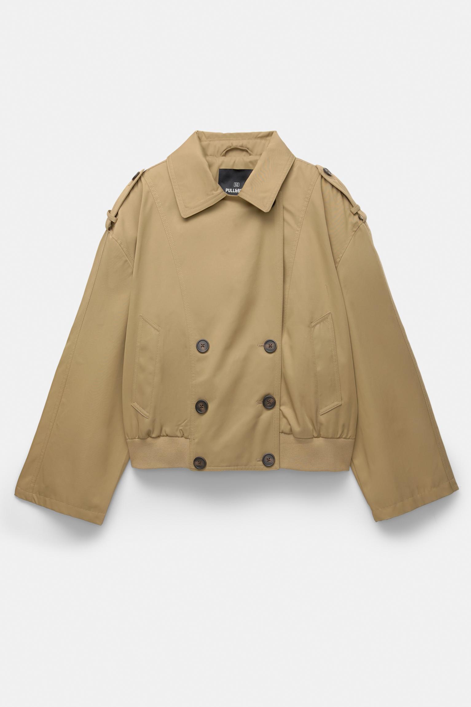 Ribbed short trench coat Product Image