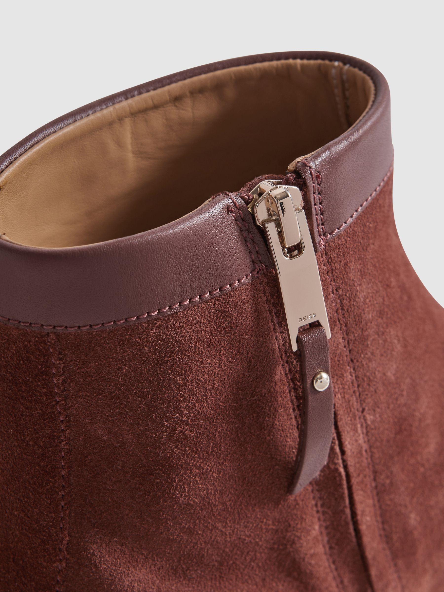 Suede Zip-Through Boots in Rust Product Image