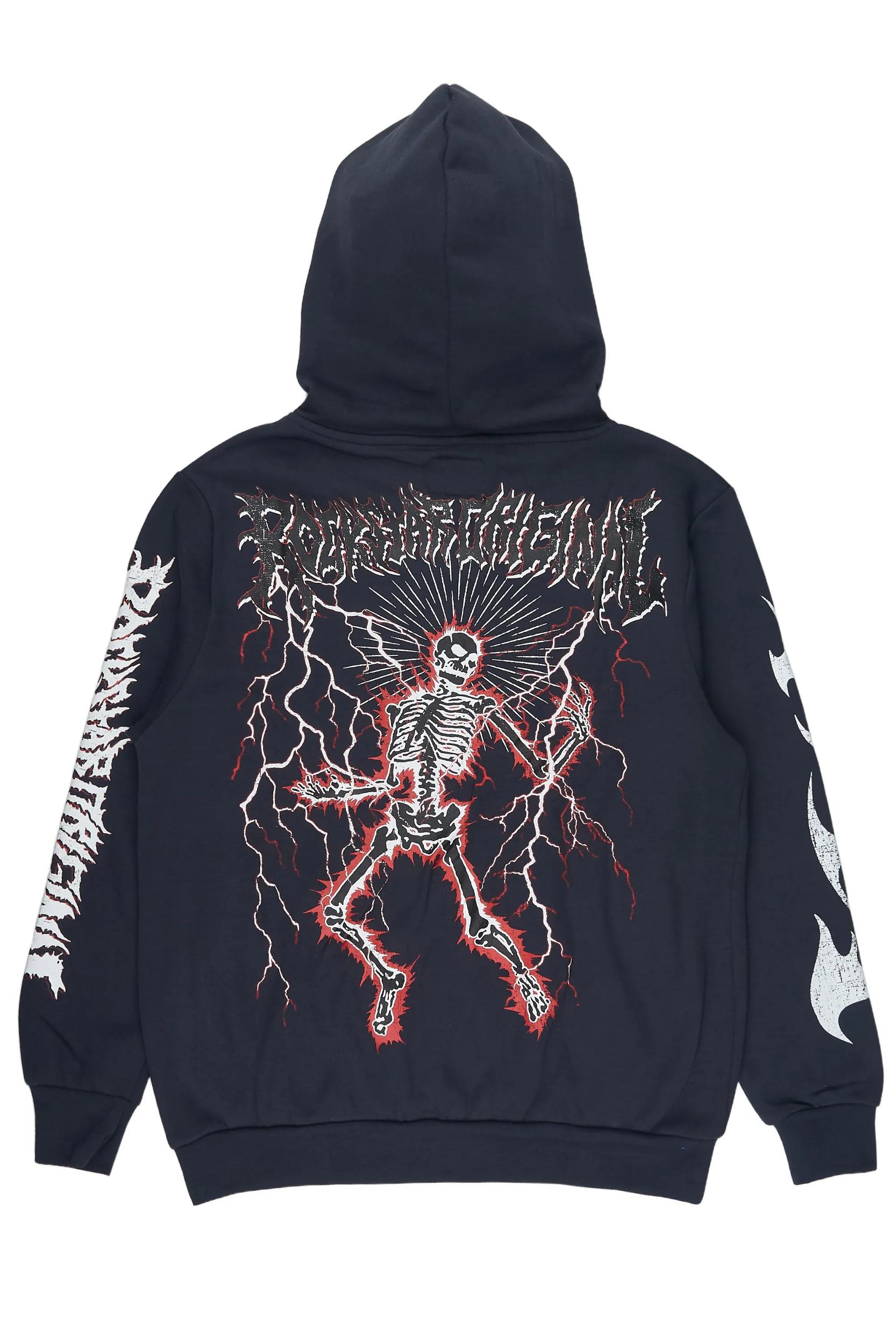 Deathrow Navy Graphic Hoodie Male Product Image
