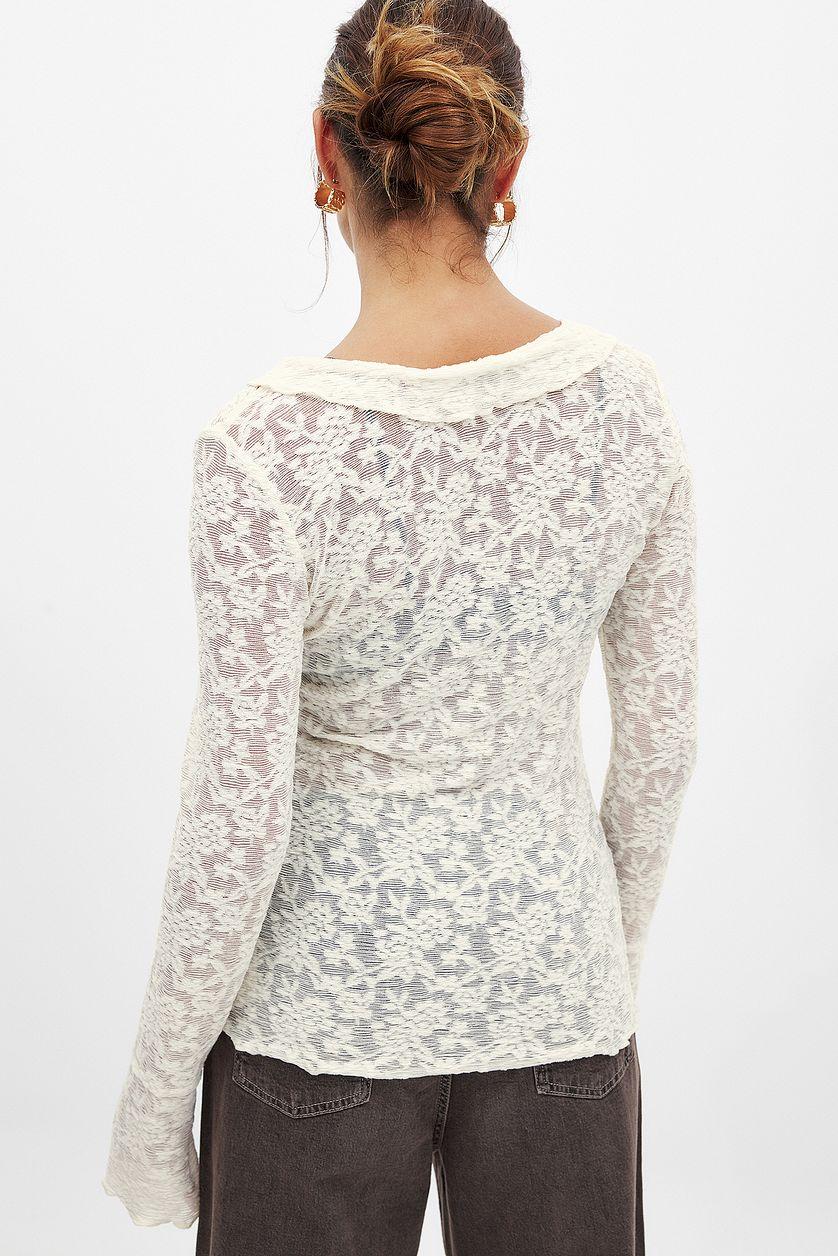 Floral Long Sleeve Tie Top Product Image