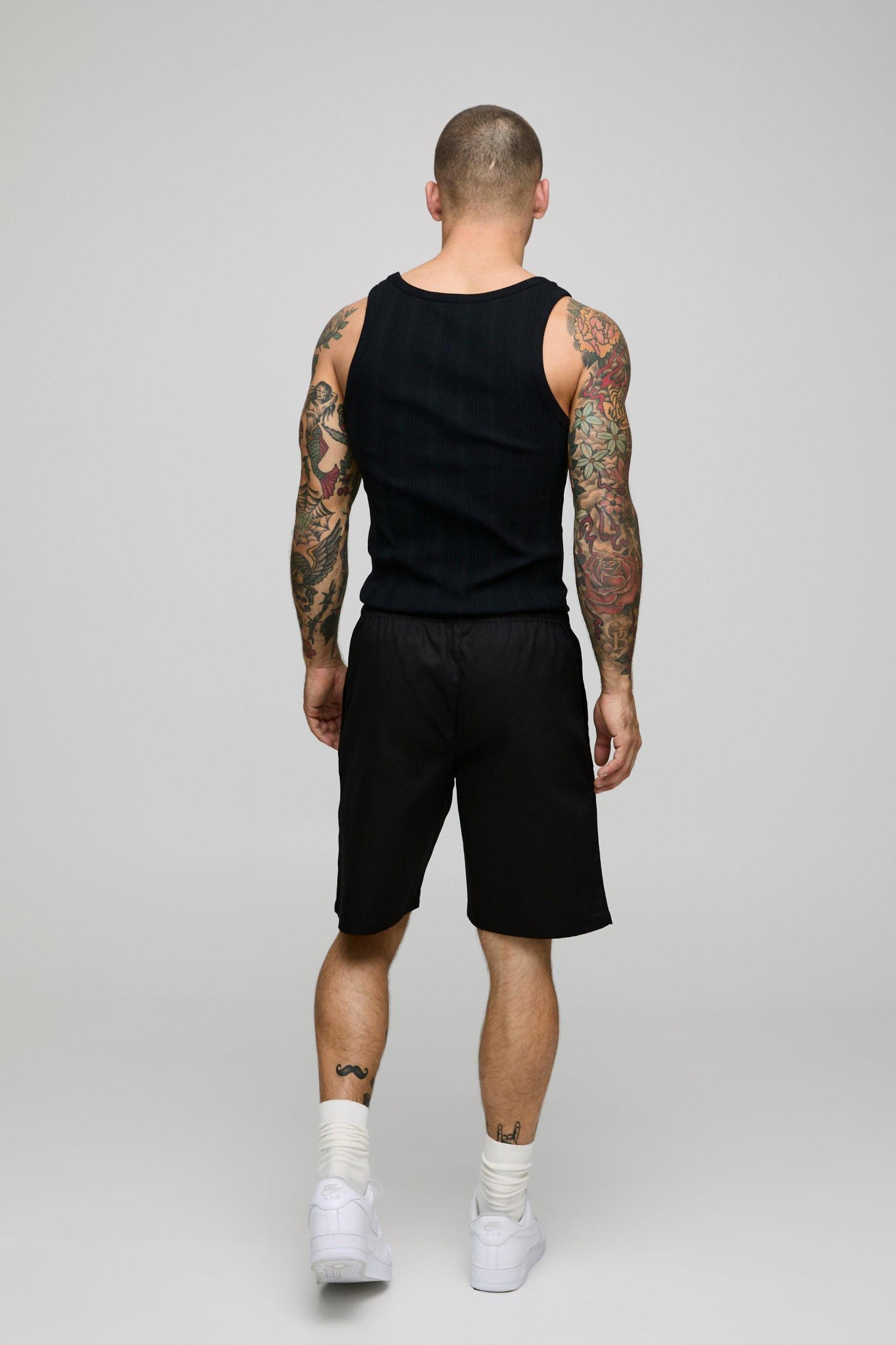 Elasticated Waist Relaxed Twill Printed Shorts | boohooMAN USA Product Image