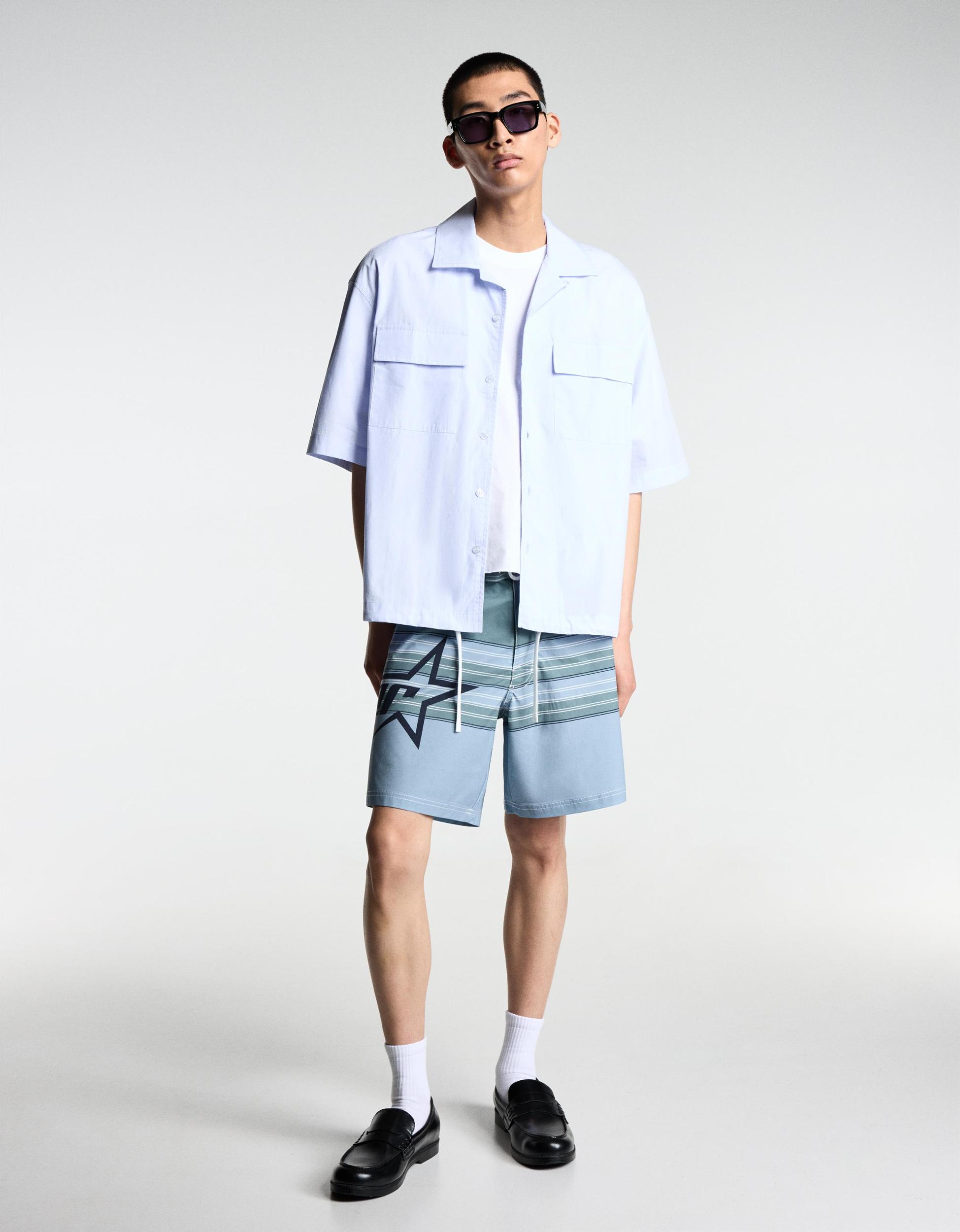 Oversize short sleeve poplin shirt Product Image