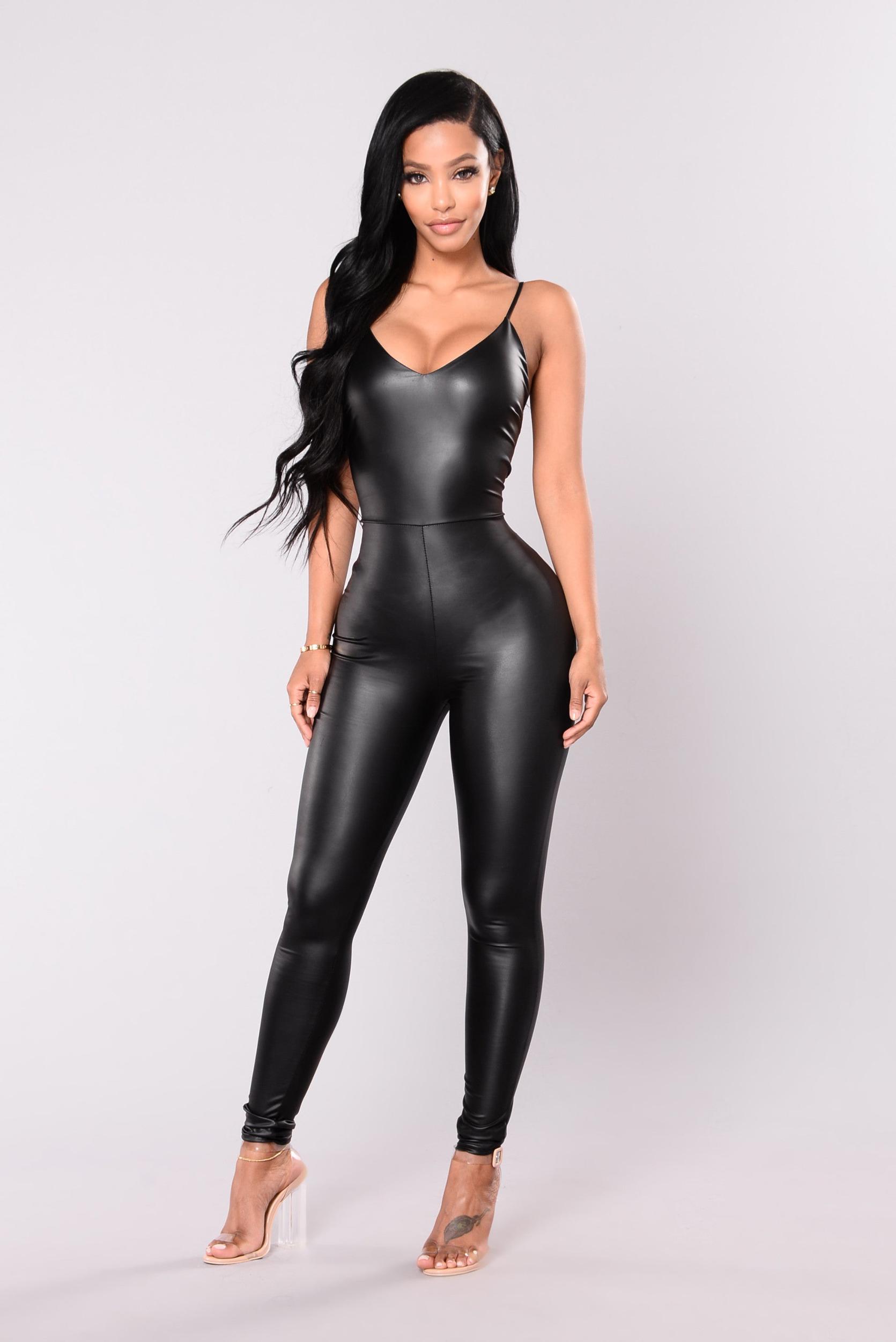 Feels So Classic Faux Leather Jumpsuit - Black Product Image