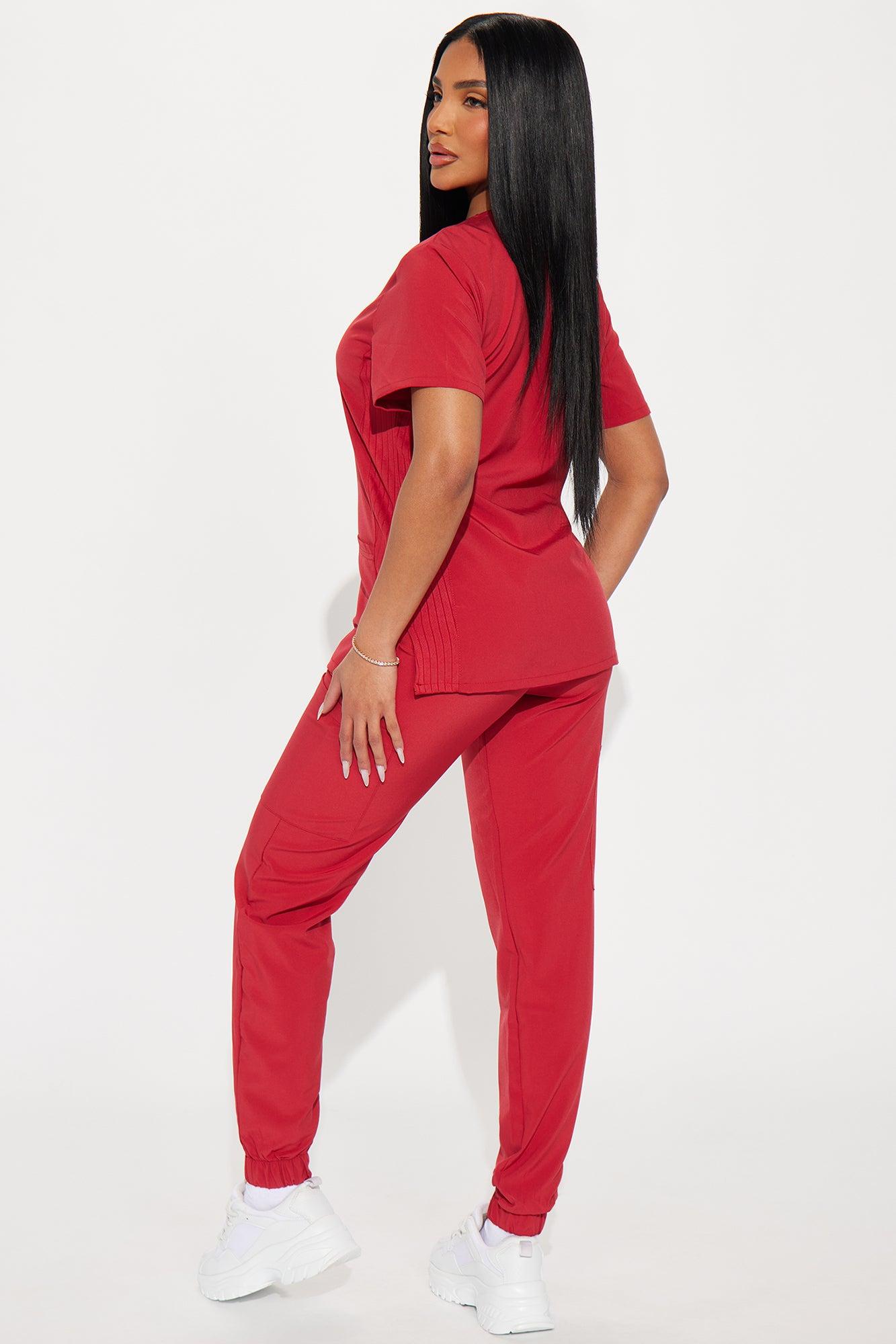 Wellness 4 Way Stretch Uniform Scrub Jogger Set - Raspberry Product Image