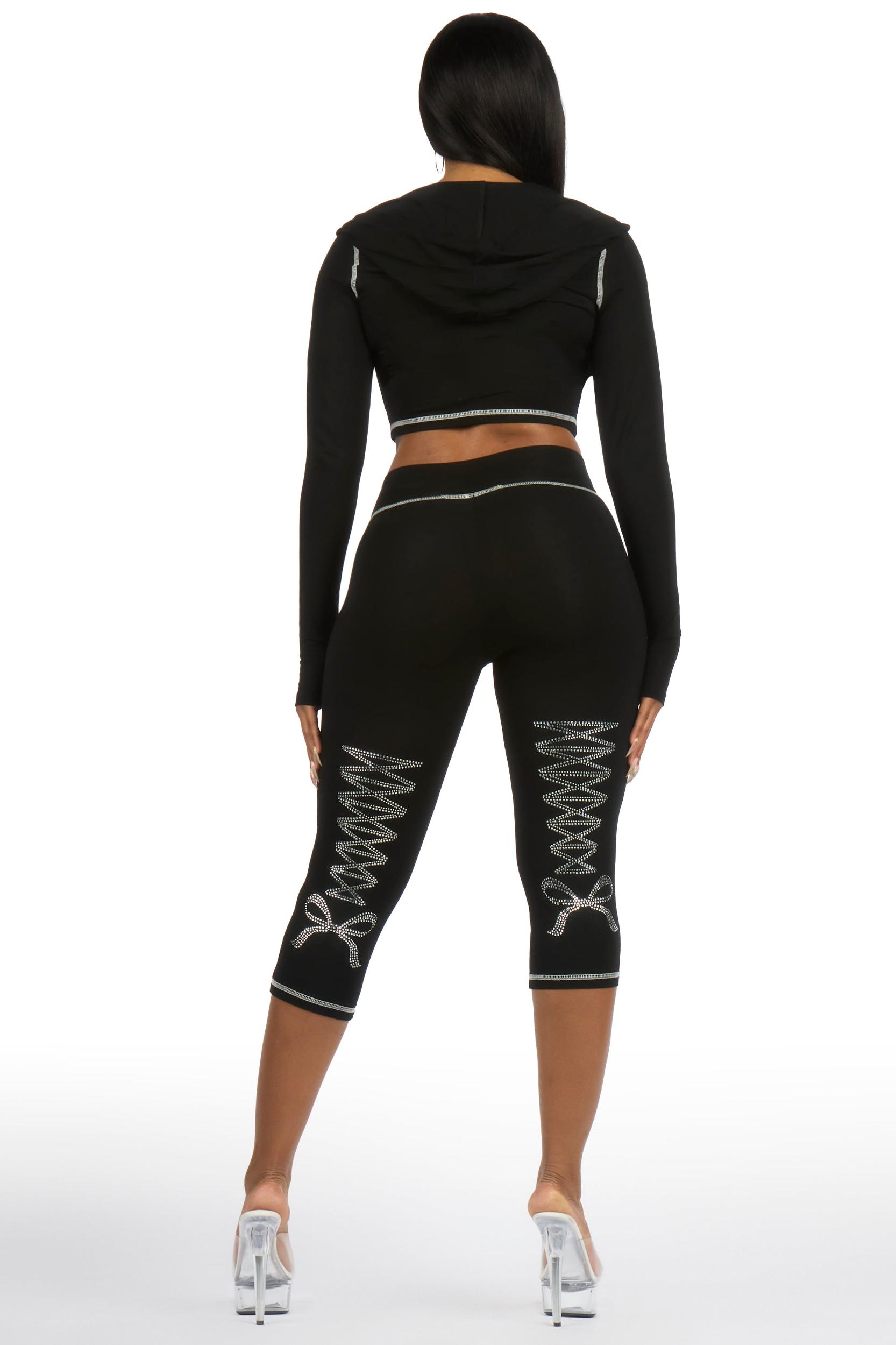 Mittiana Black Zip Up Capri Set Female Product Image