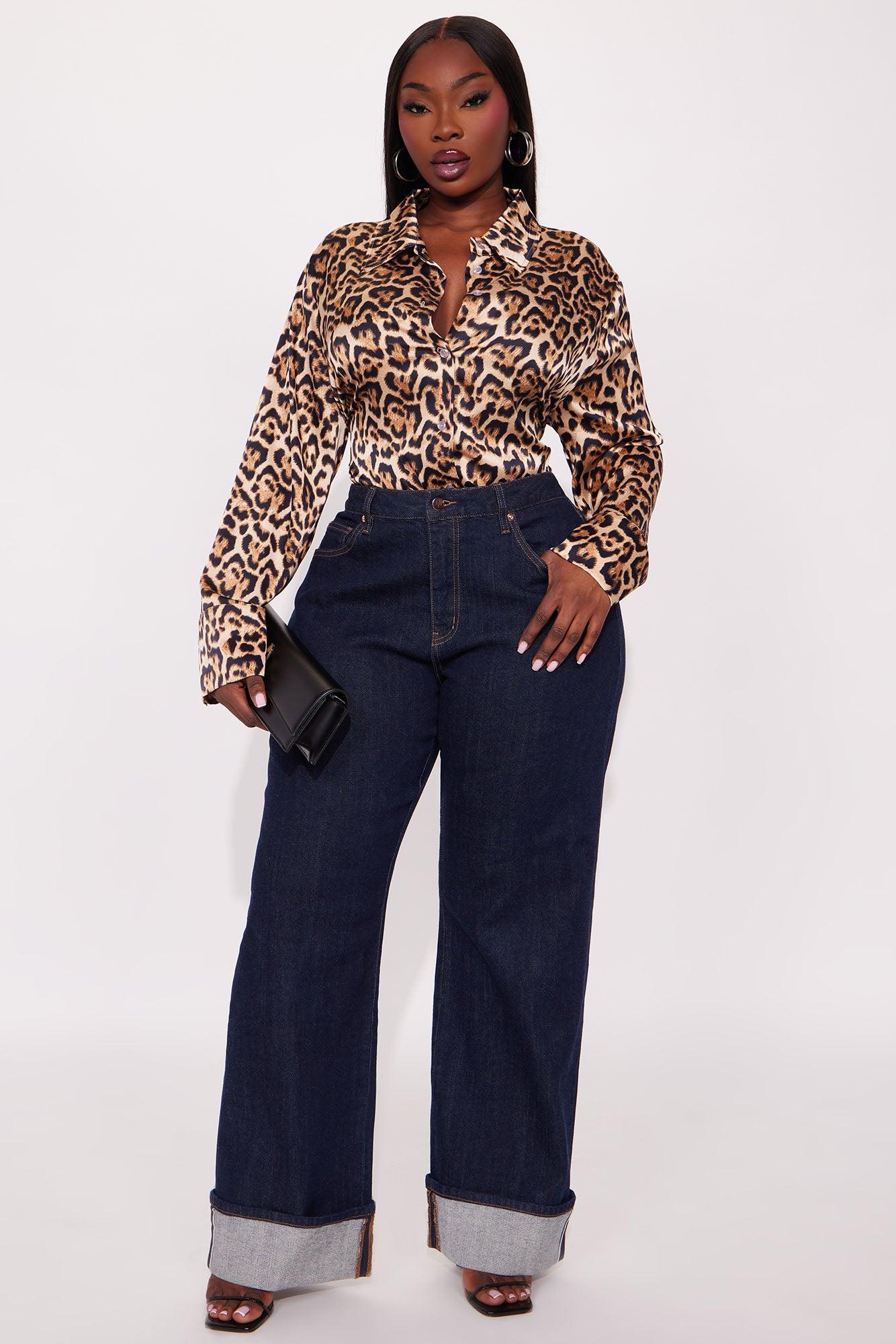 In Motion Leopard Satin Shirt - Leopard Female Product Image