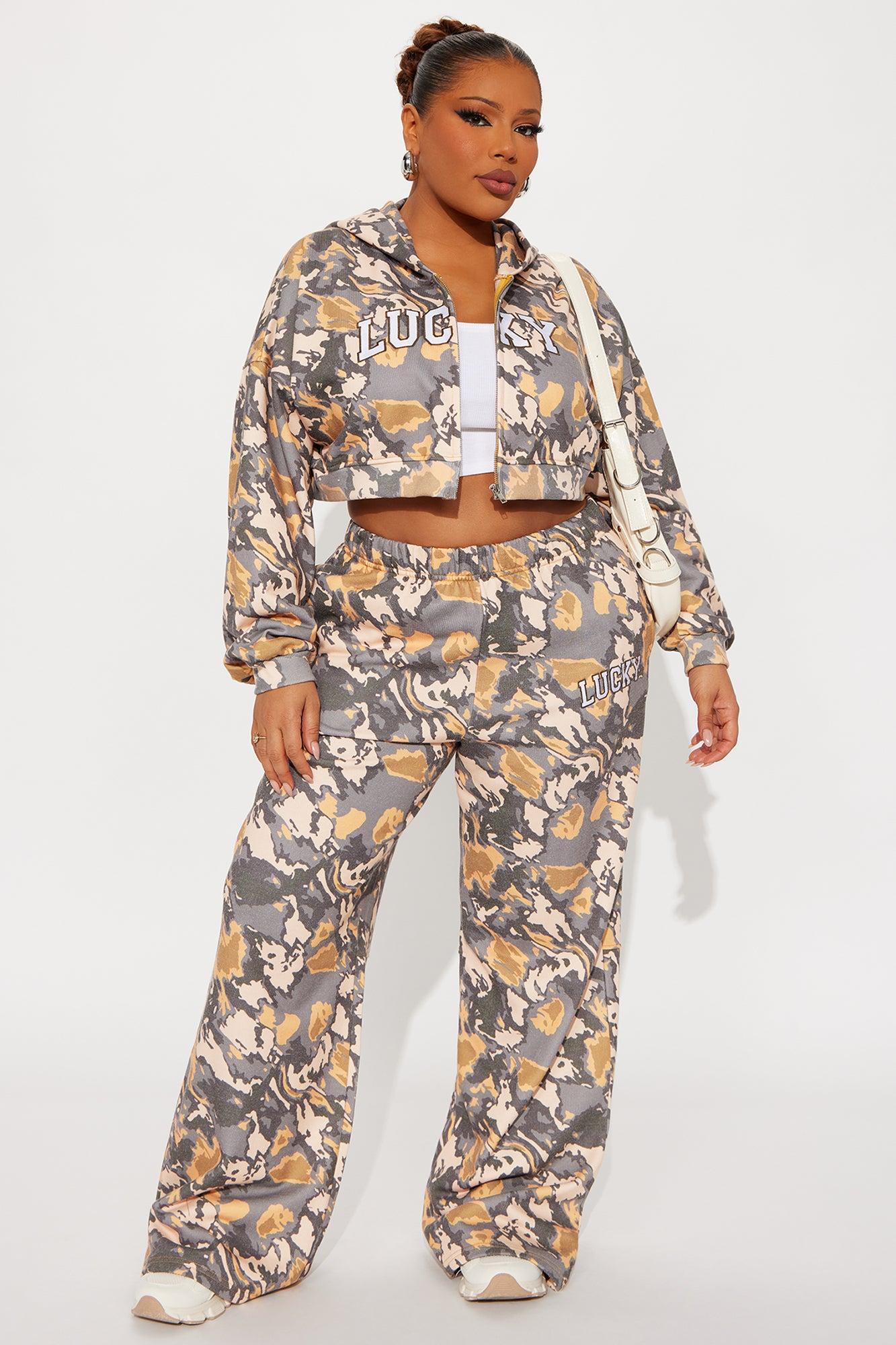 Always Lucky Camo Pant Set - Grey/combo Female Product Image