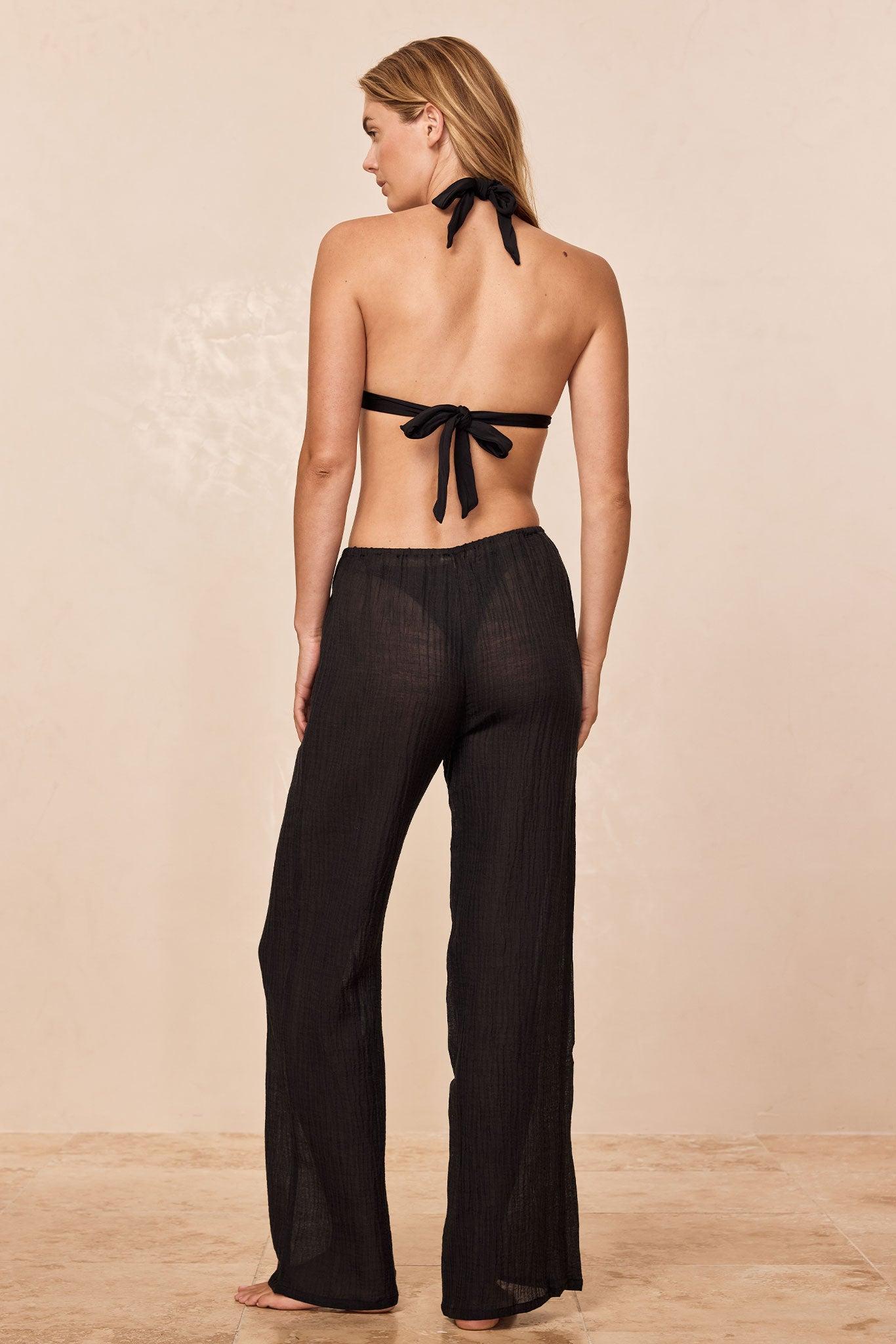 Belize Pant - Black Crinkle Linen Product Image
