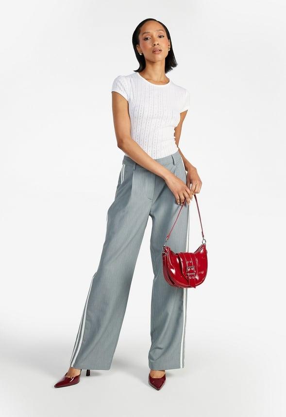 Tailored Mid Rise Racer Wide Leg Trousers Product Image