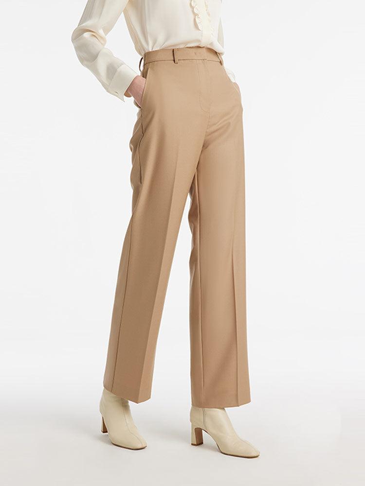 Worsted Wool Straight Women Pants Product Image
