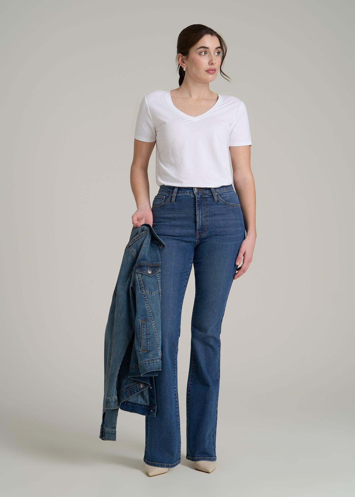 Chloe High Rise Flare Jeans for Tall Women in Stellar Blue Wash Female Product Image