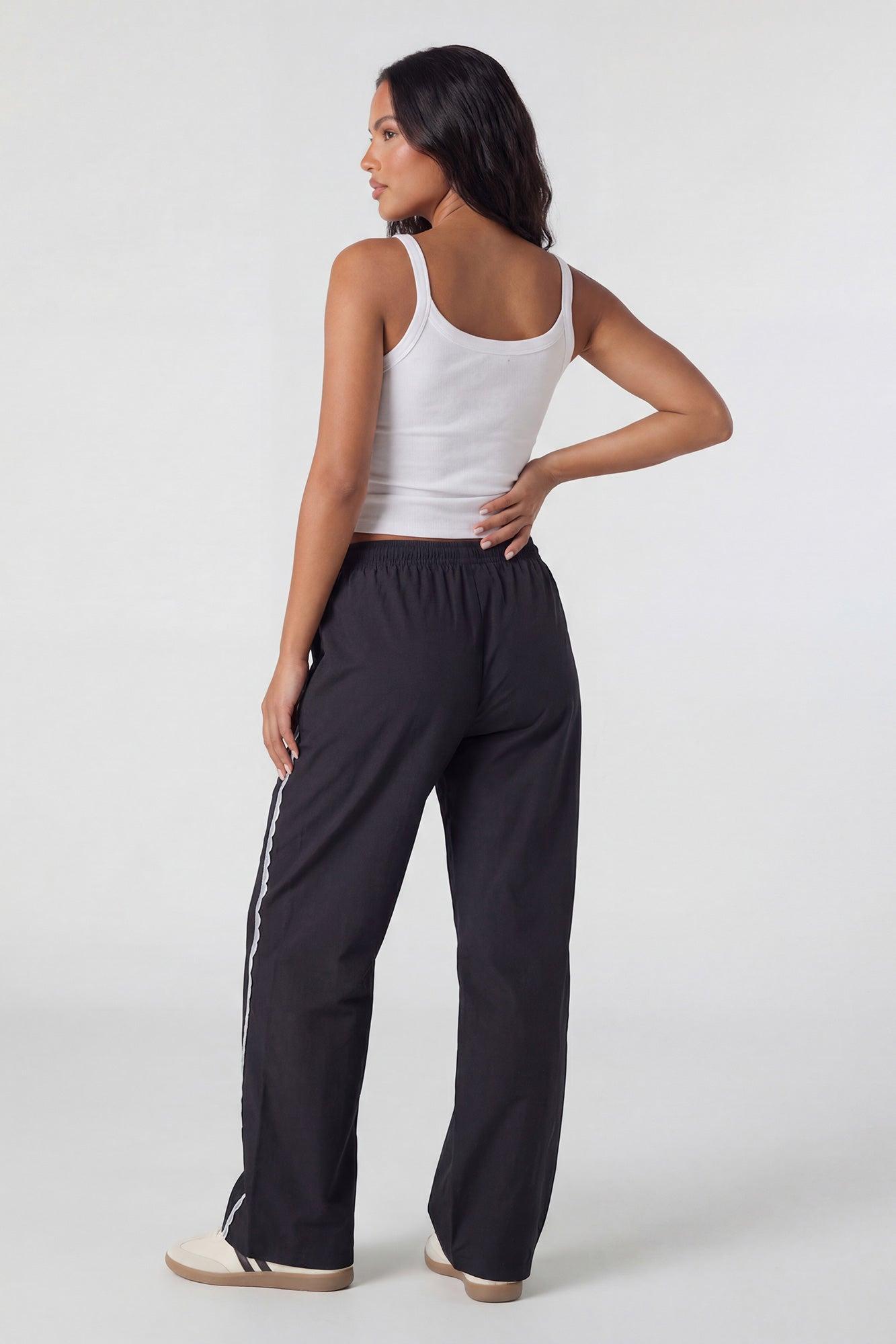Nylon Lace Trim Wide Leg Pant Female Product Image