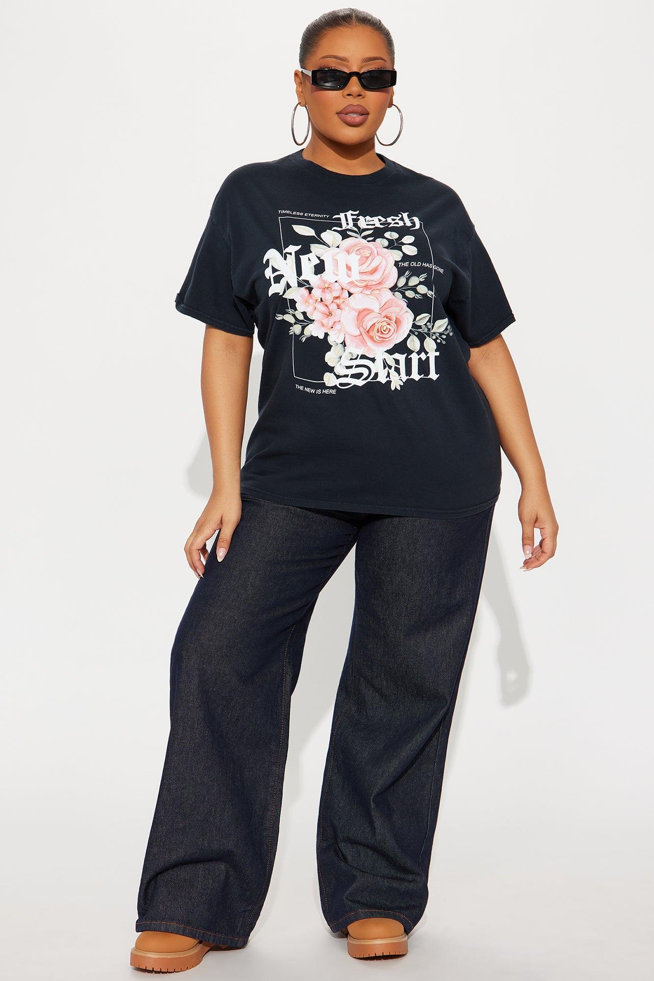 Fresh New Start Vintage Washed Tee - Black Female Product Image