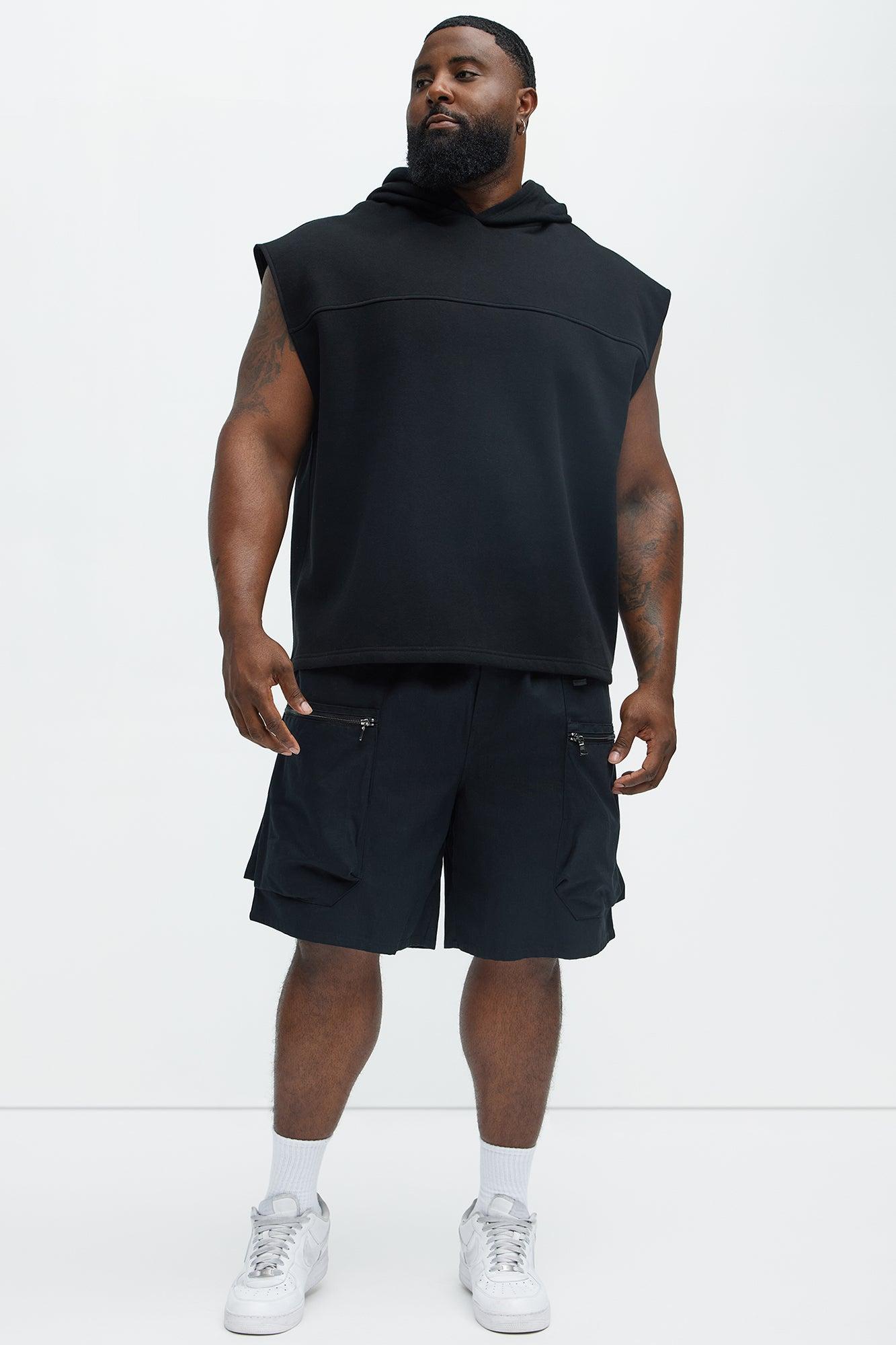 Stacked Cargo Pockets Relaxed Shorts - Black Product Image