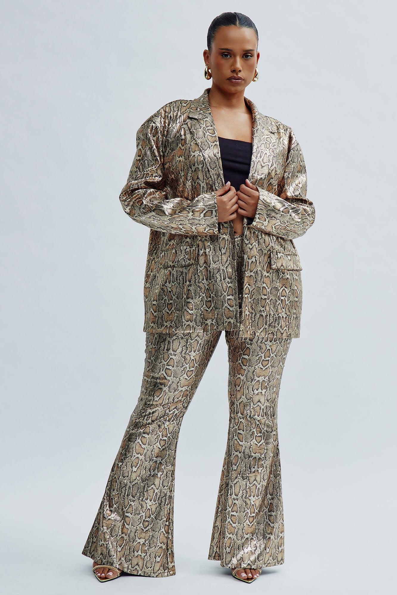 Hard To Get Leopard Sequin Blazer - Taupe/combo Product Image