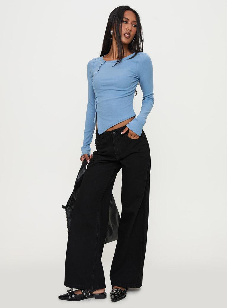 Baseline Button Up Long Sleeve Top Blue Product Image