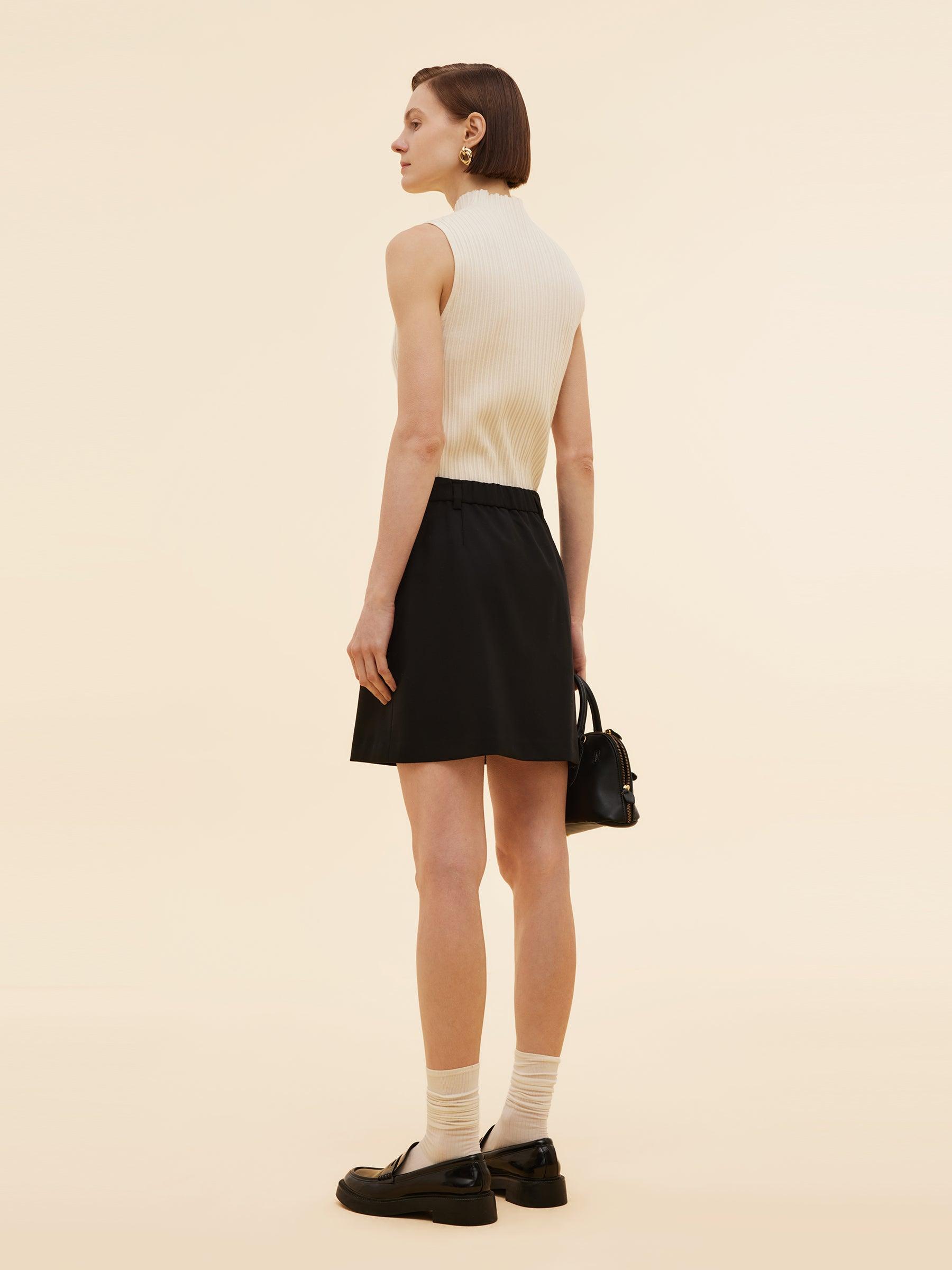 100% Worsted Wool Women Beaded Mini Skirt Product Image