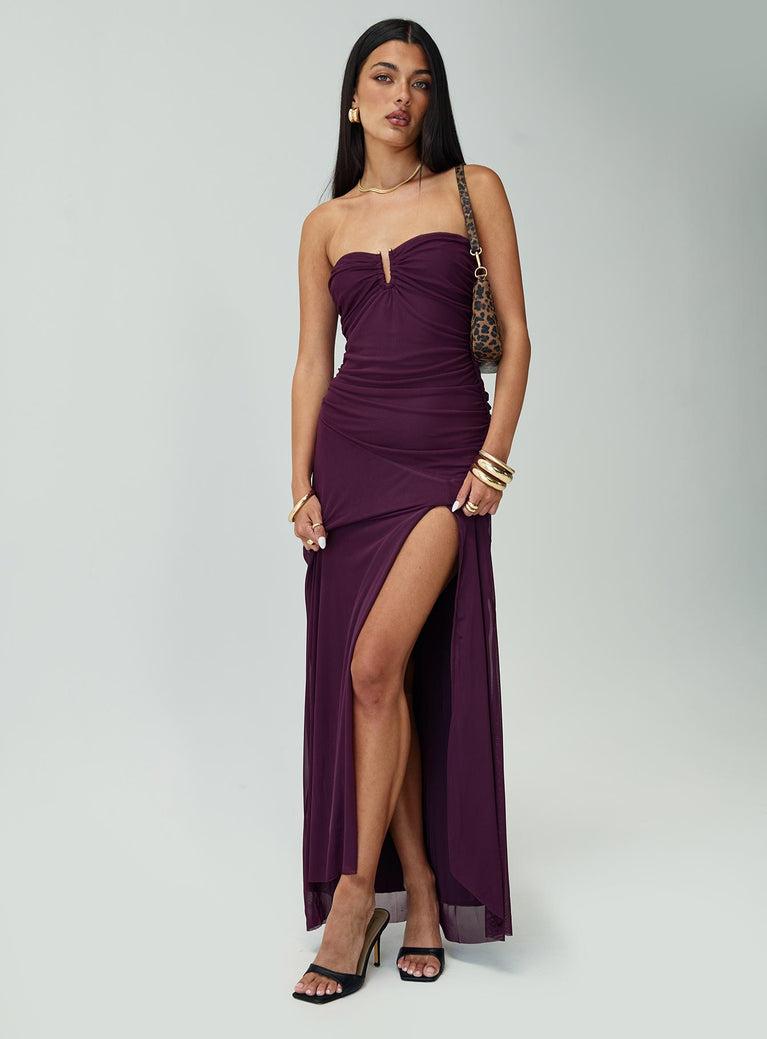 Barbarella Strapless Maxi Dress Purple Product Image