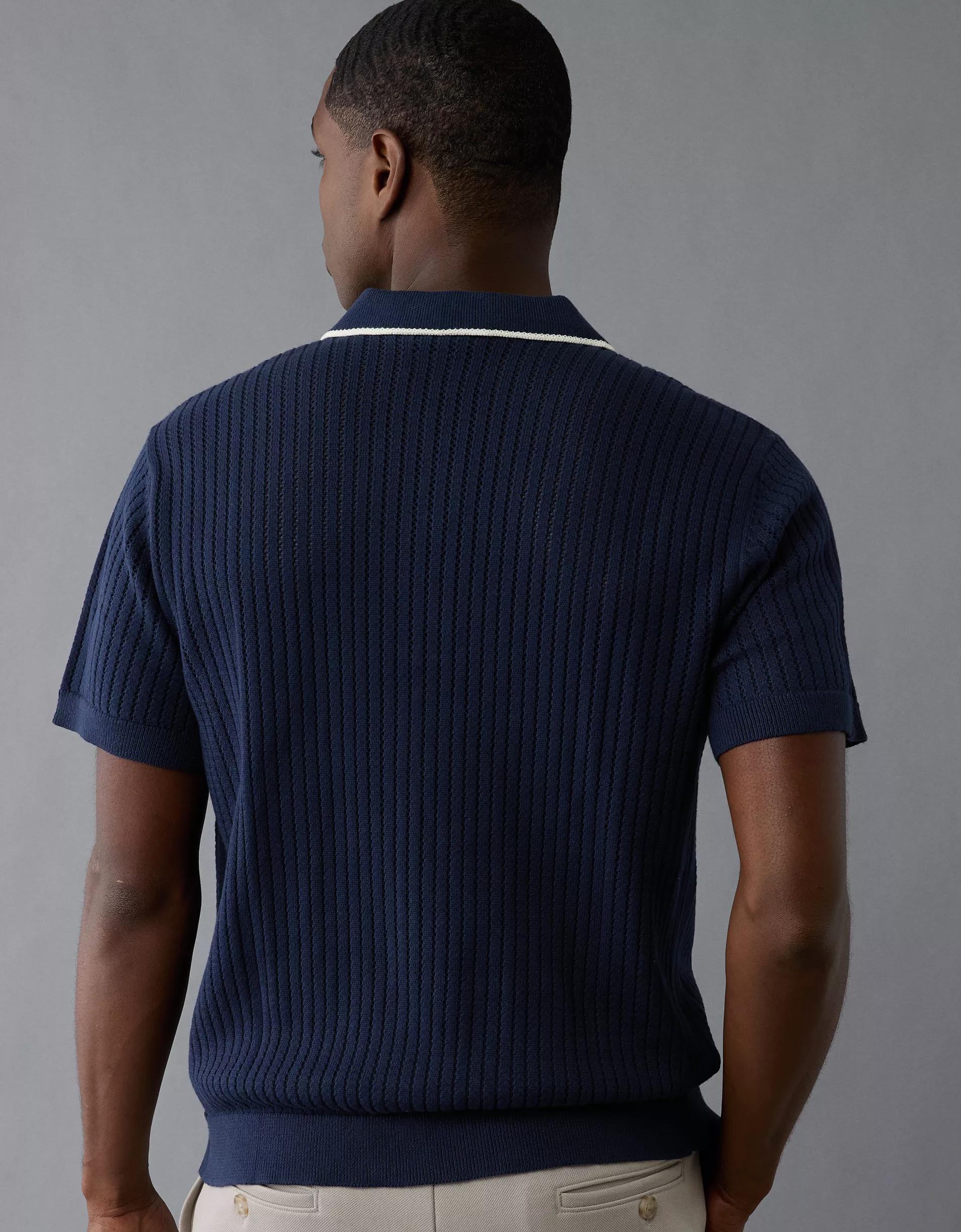 AE Weekend Tipped Sweater Polo Shirt Product Image