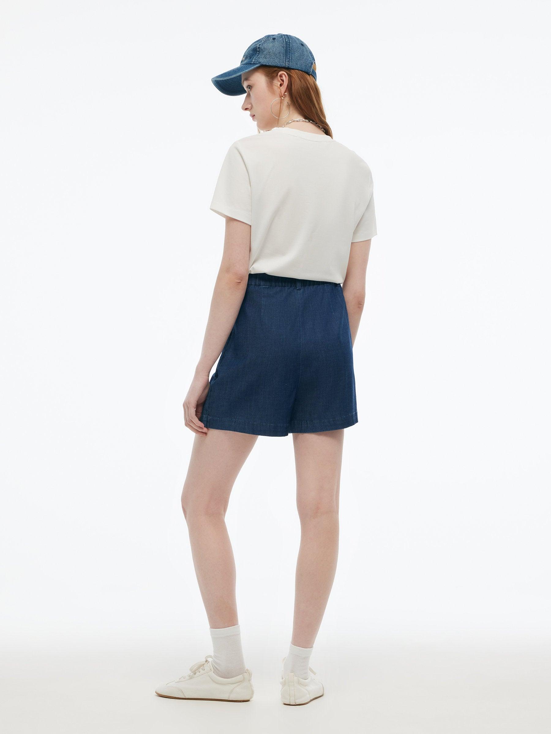 Denim A-Line Pleated Women Culottes Product Image