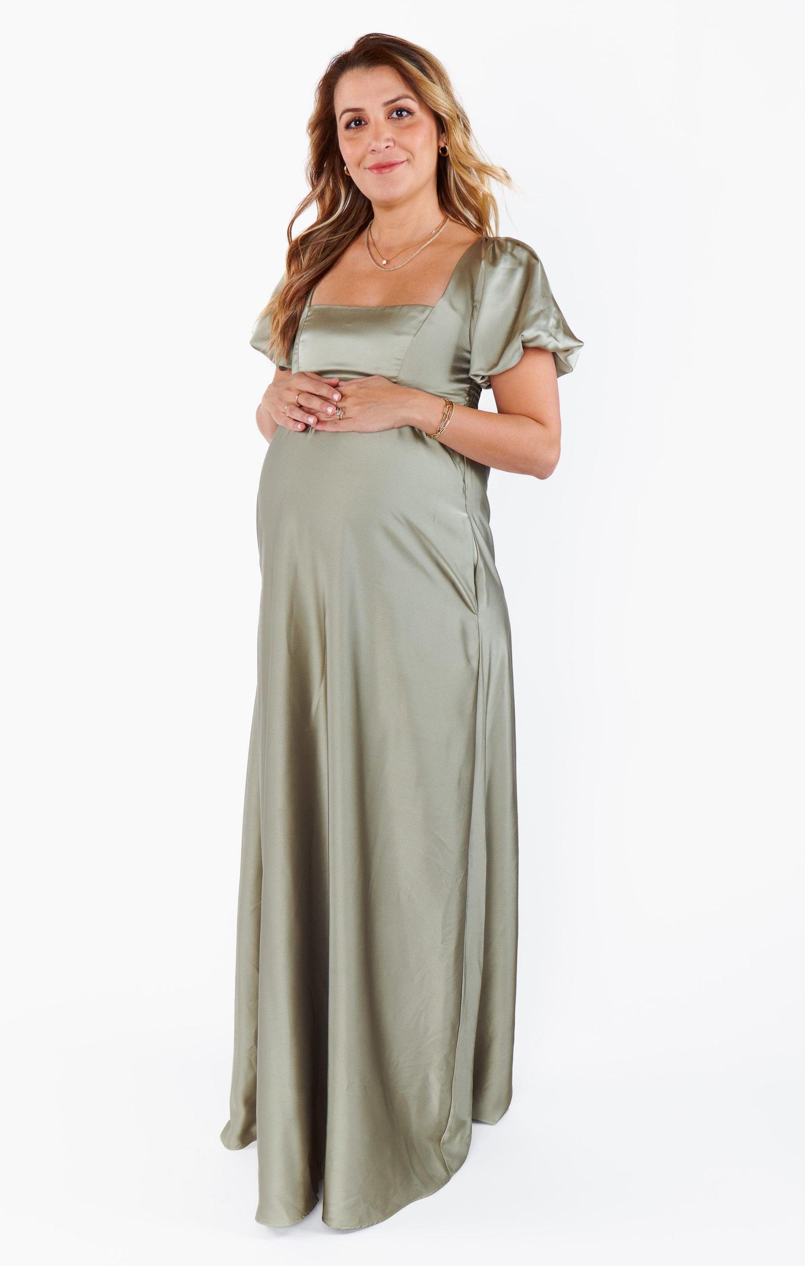 Nora Maxi Dress ~ Moss Green Luxe Satin Product Image