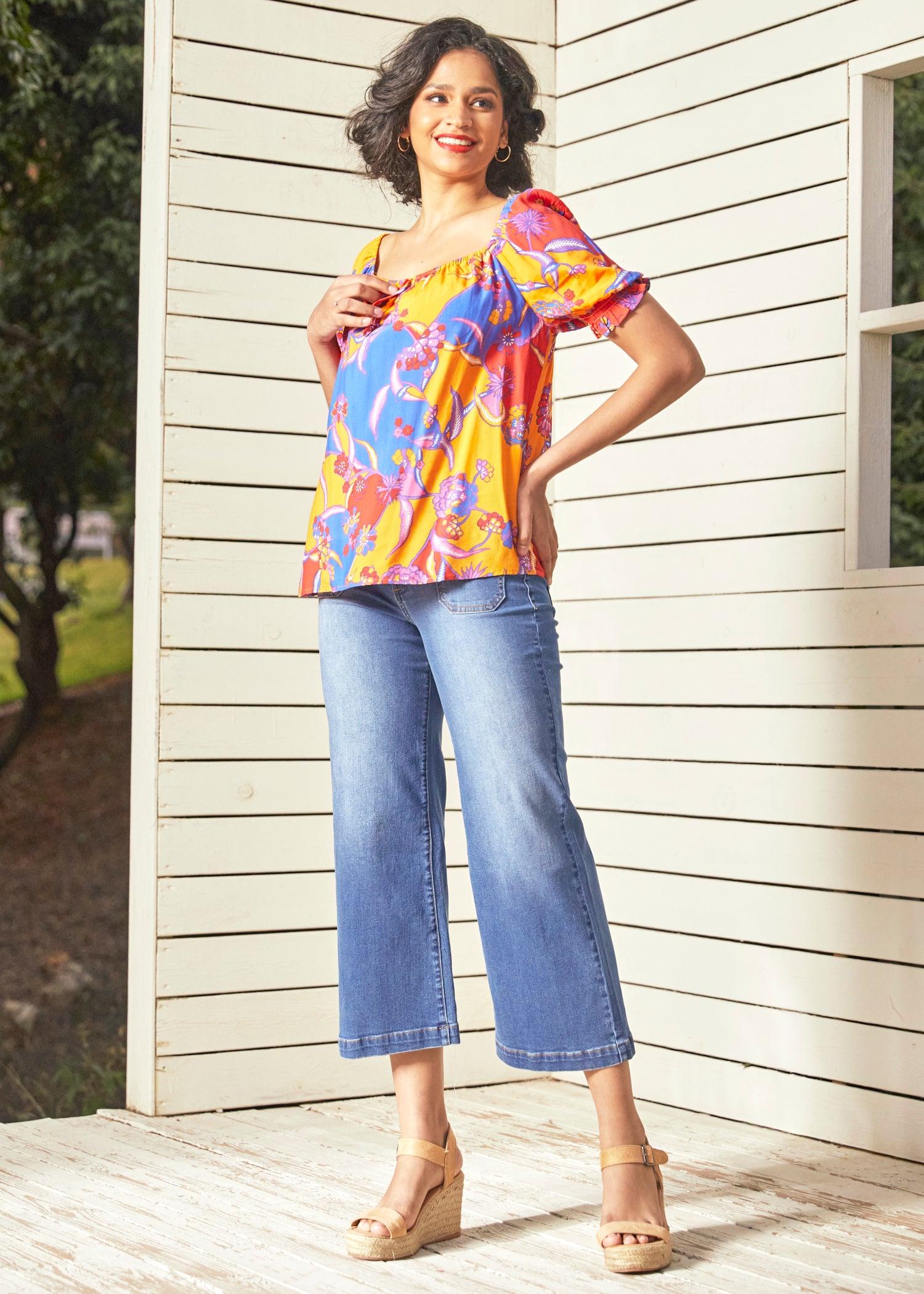 In All My Vibrance Peasant Blouse in Bali Floral Product Image