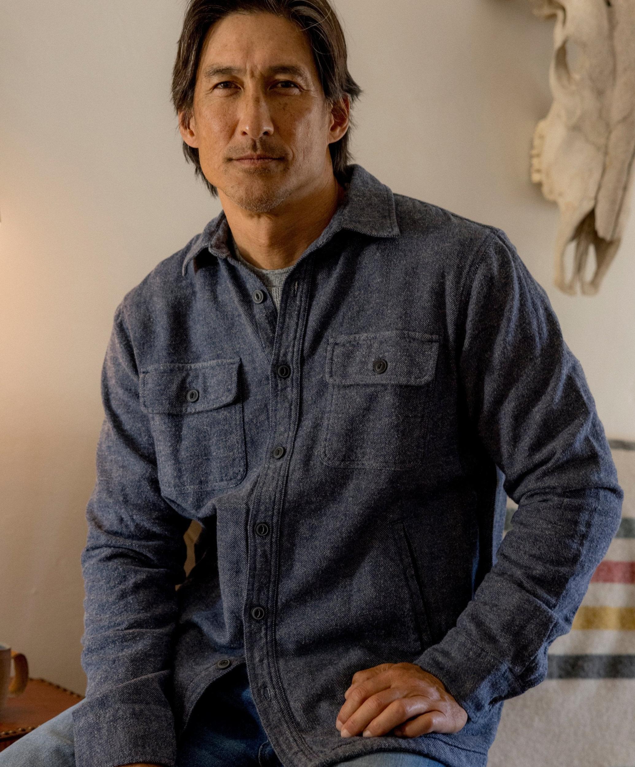 Flannel Twill Shirt Jacket - Sky Captain Product Image