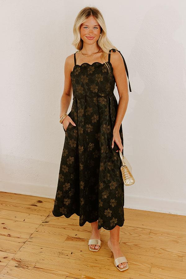 Moonlit Kiss Floral Jacquard Midi Dress Product Image