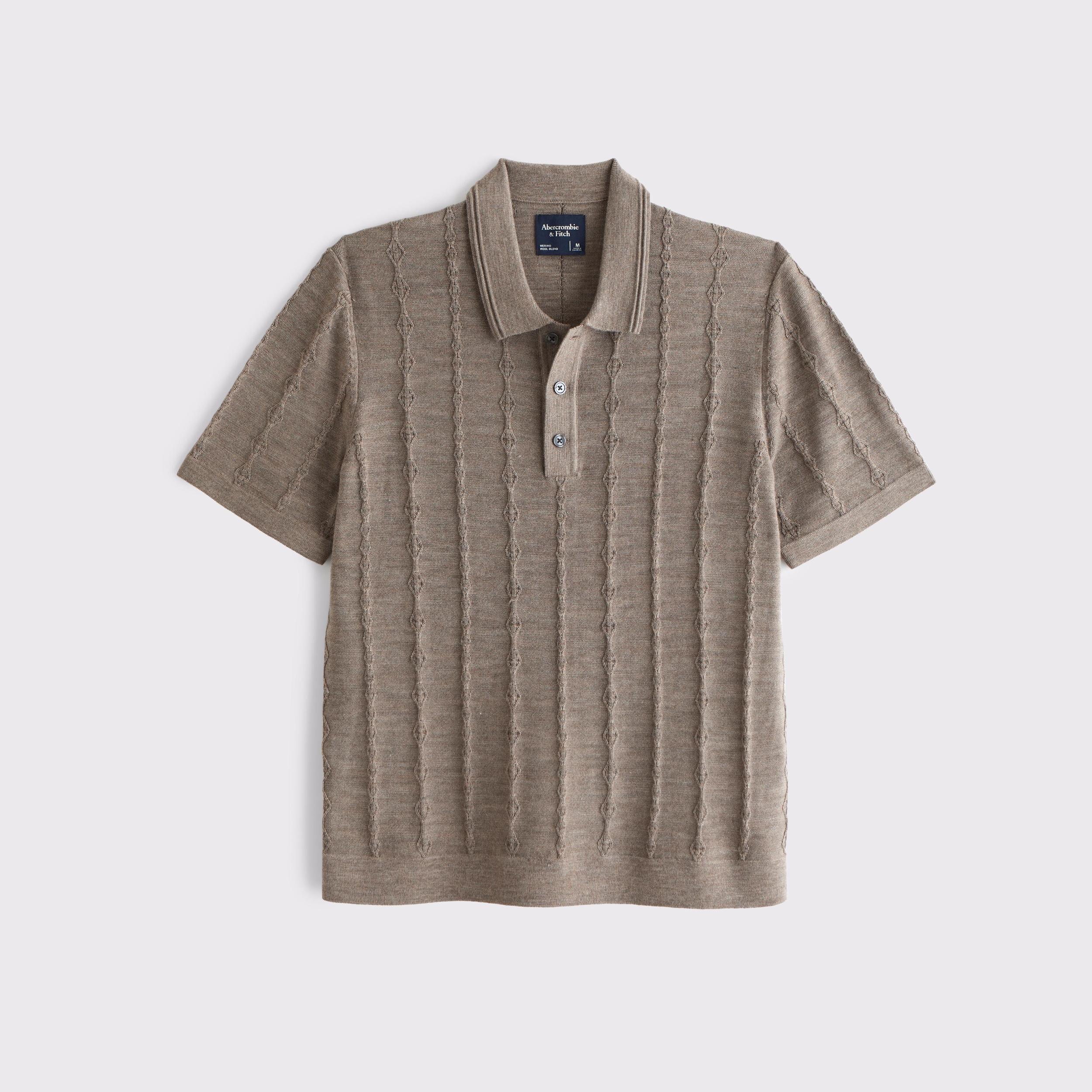 Merino Wool-Blend Stitch 3-Button Sweater Polo Product Image