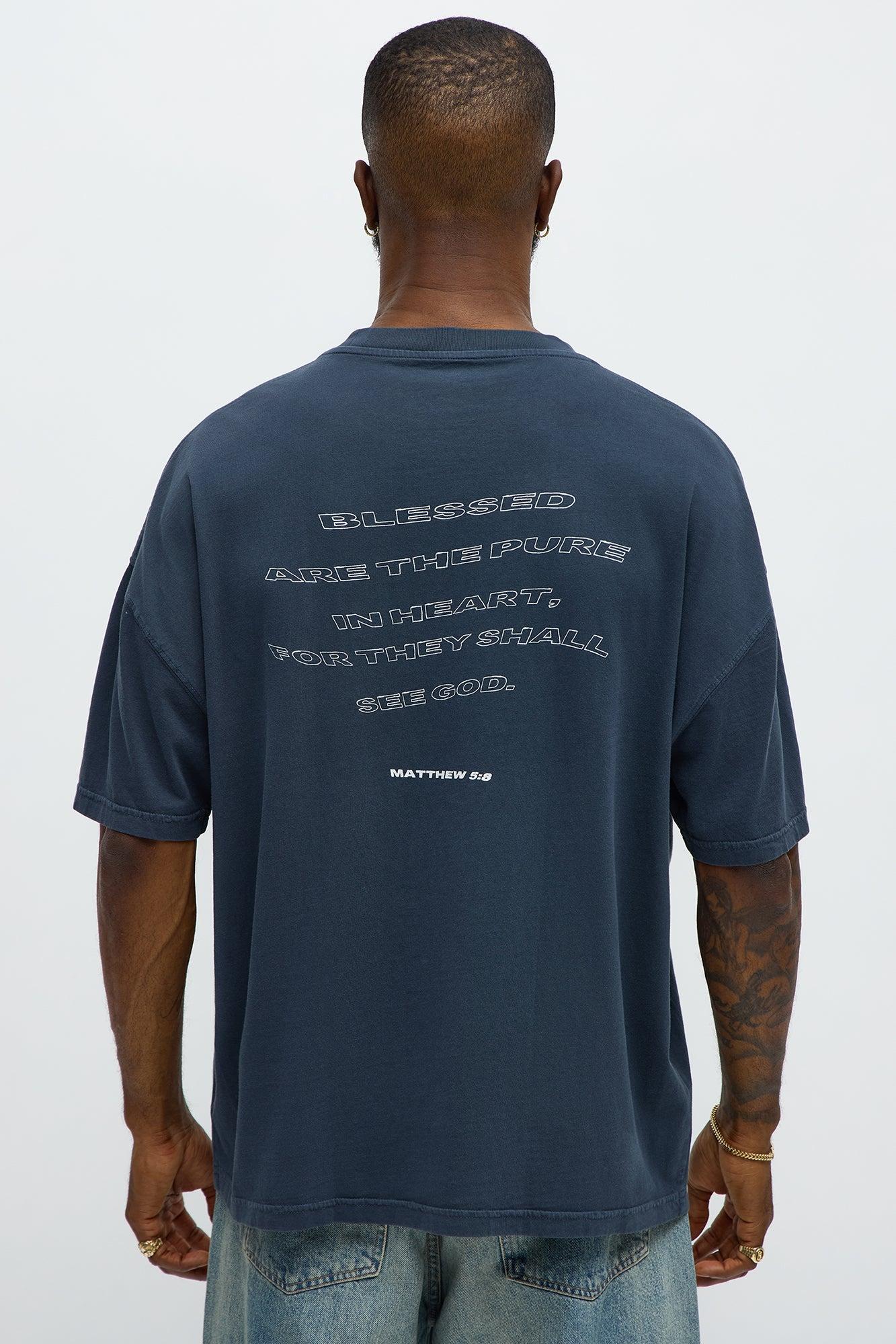 Blessed Butterfly Oversized Short Sleeve Tee - Navy Male Product Image