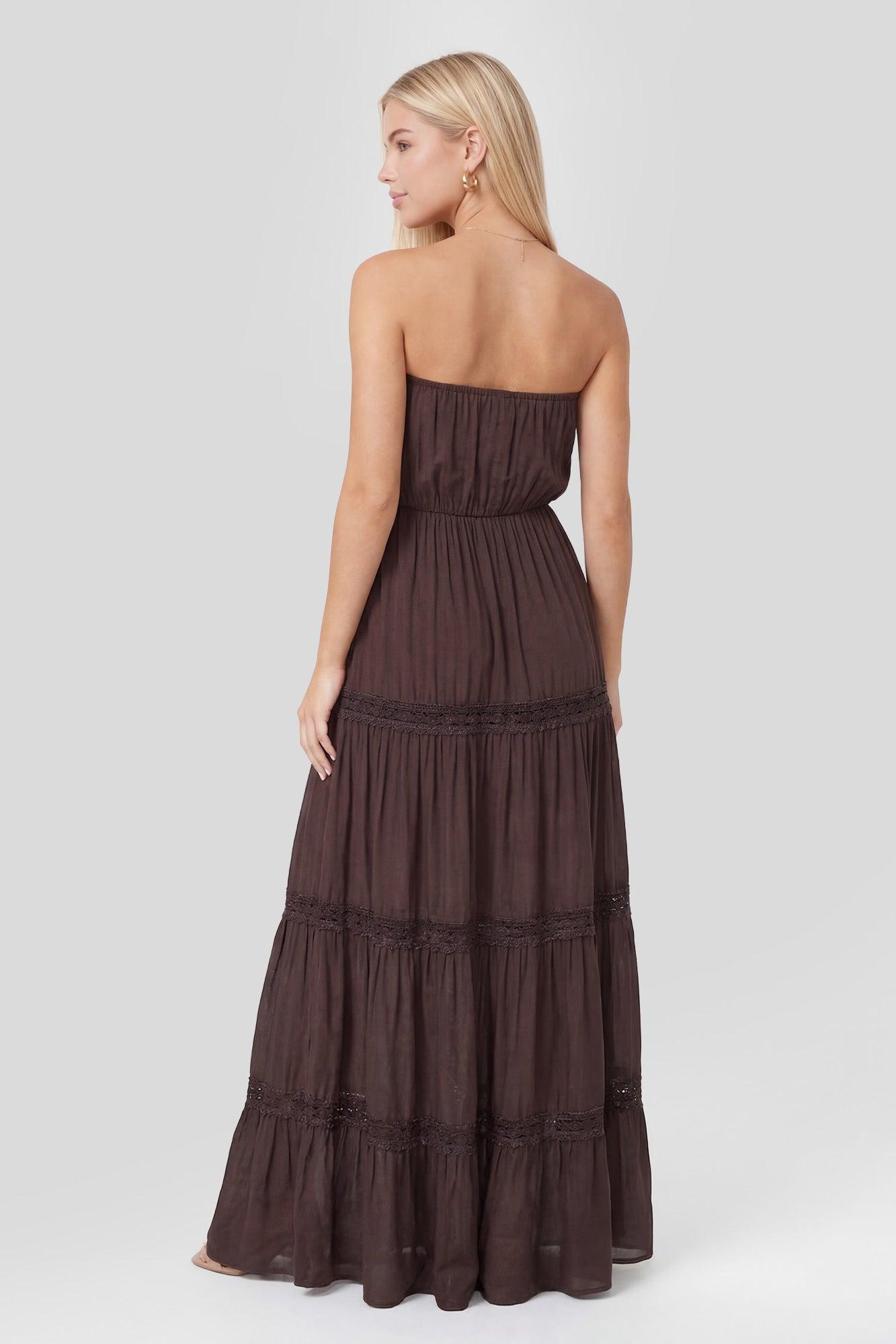 Lace Trim Strapless Maxi Dress Female Product Image