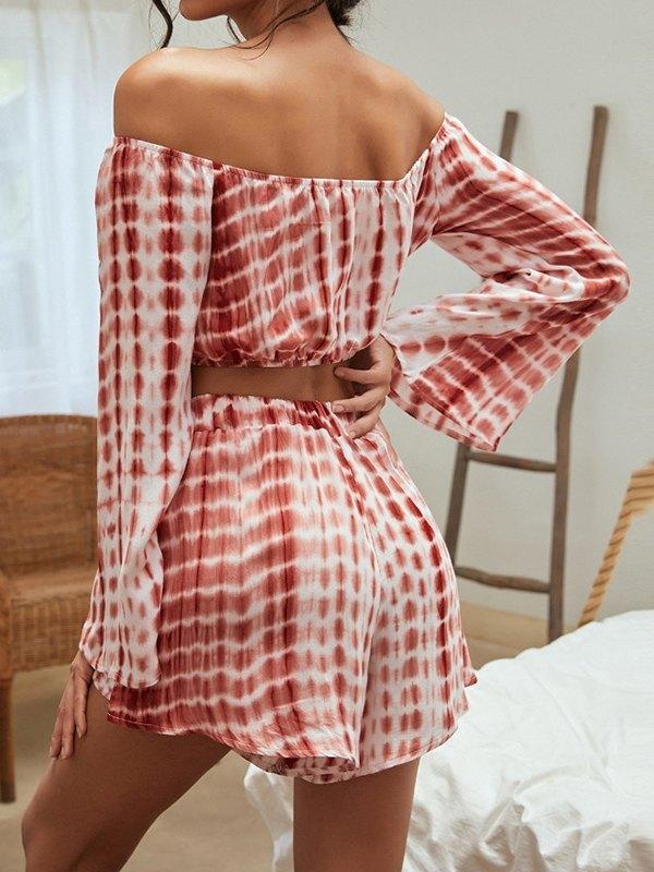 Tie Dye Off Shoulder Two-piece Outfit Product Image
