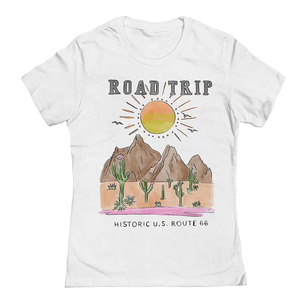 Junior's Route 66 Graphic Tee, Girl's, Size: Small, White Product Image
