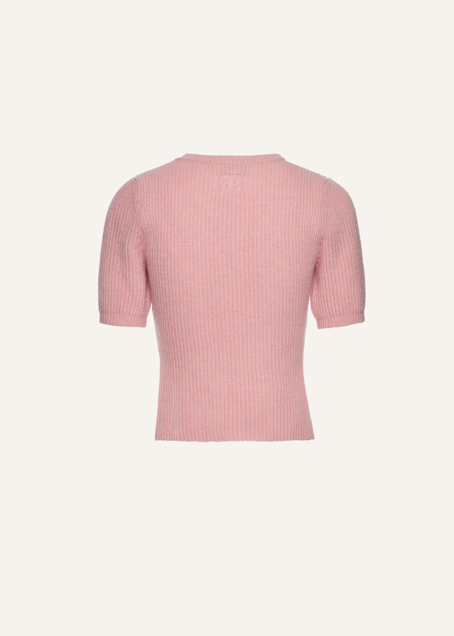 Short sleeve ribbed knitwear top in pink Product Image
