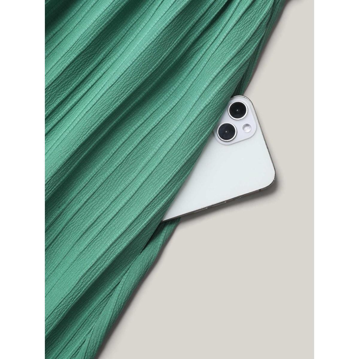 Plus Size Lace Cut-Out Flutter Sleeve Midi Dress Emerald Women Timeless Woven ribbon&lace trim V-neck Cap Sleeve Curvy BloomChic 14-16/1X Product Image