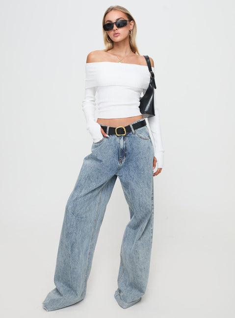 Morley Off Shoulder Sweater White Product Image