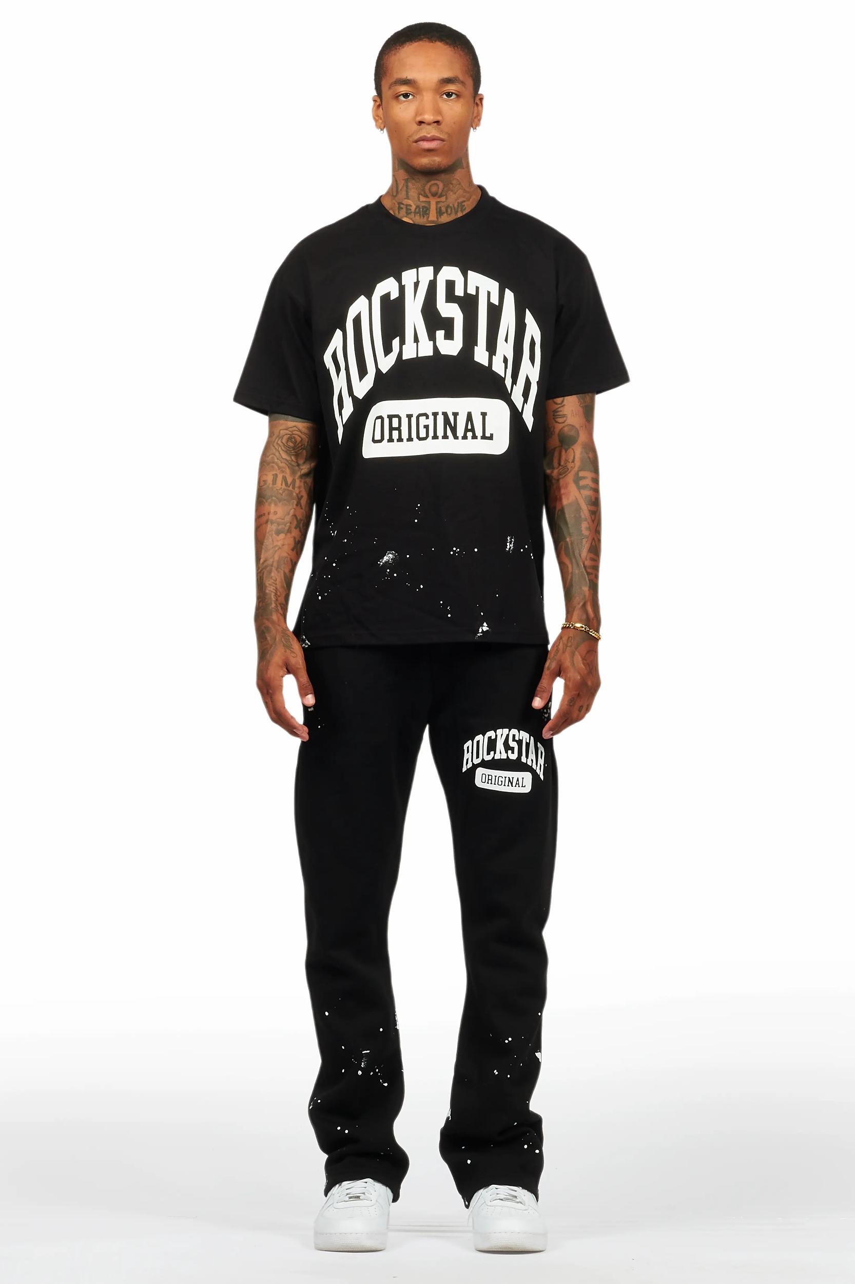 Rainer Black T-Shirt/Stacked Track Pant Set Male Product Image