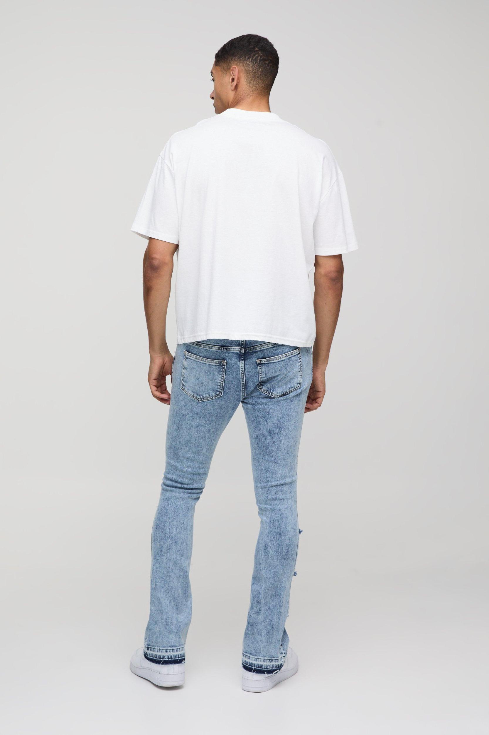 Skinny Flared All Over Ripped Distressed Jeans | boohooMAN USA Product Image
