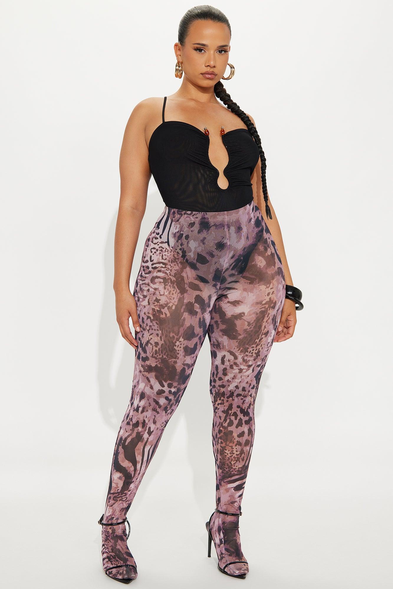Untamed Leopard Mesh Footed Legging - Brown/combo Female Product Image