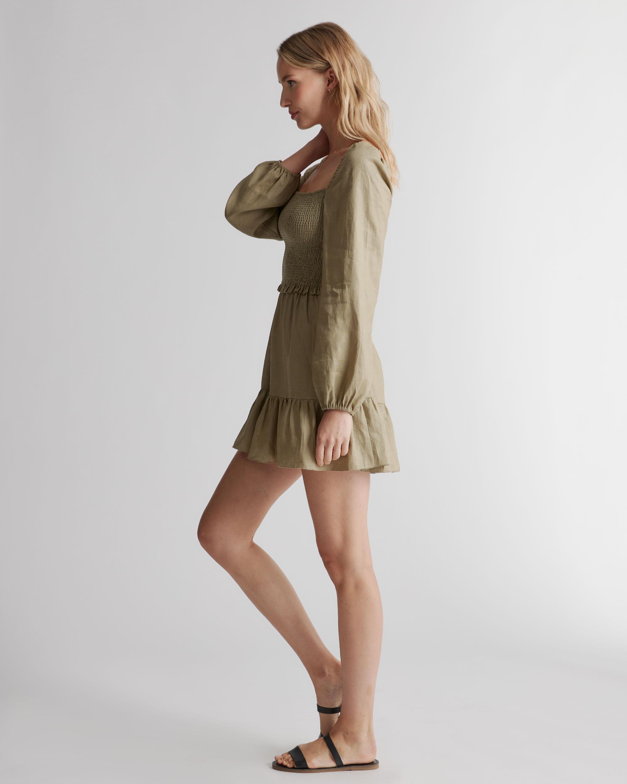 Quince | Women's 100% European Linen Smocked Mini Dress Size XS Product Image