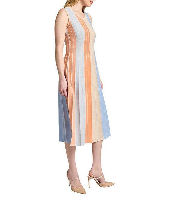MISOOK Lurex Knit Stripe Scoop Neck Sleeveless Maxi Dress Product Image
