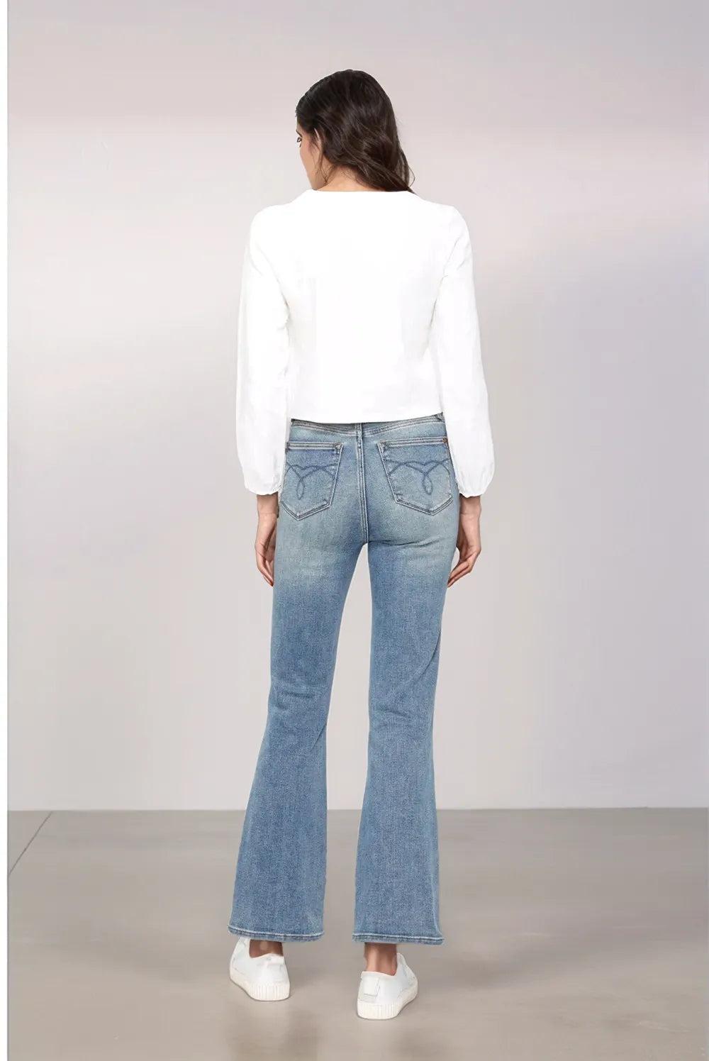 88783    Maritza Tummy Control Back Embroidered Pocket Bootcut Judy Blue Jeans Product Image