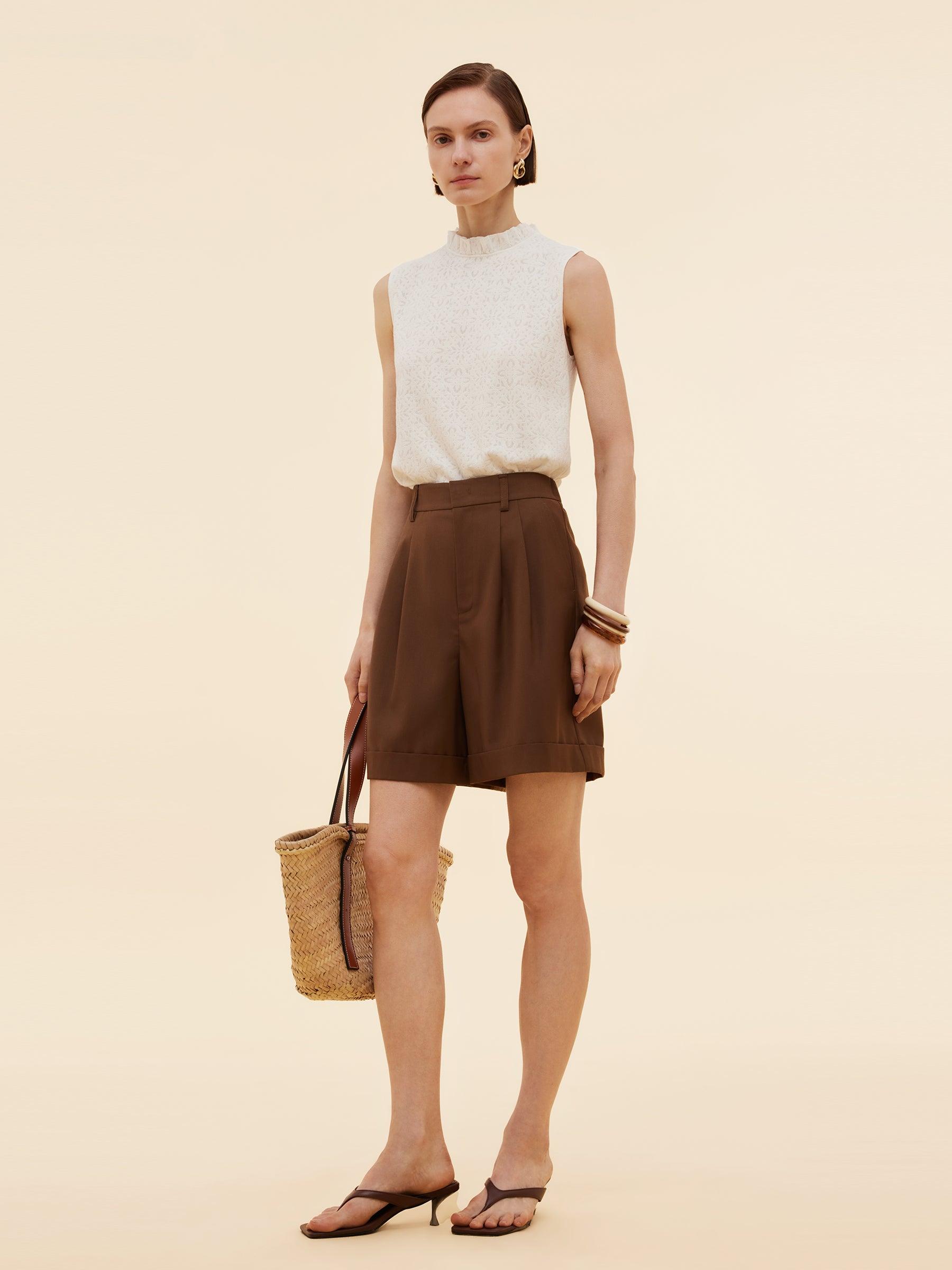 Cotton Jacquard Women Ruffle Knit Tank Top Product Image