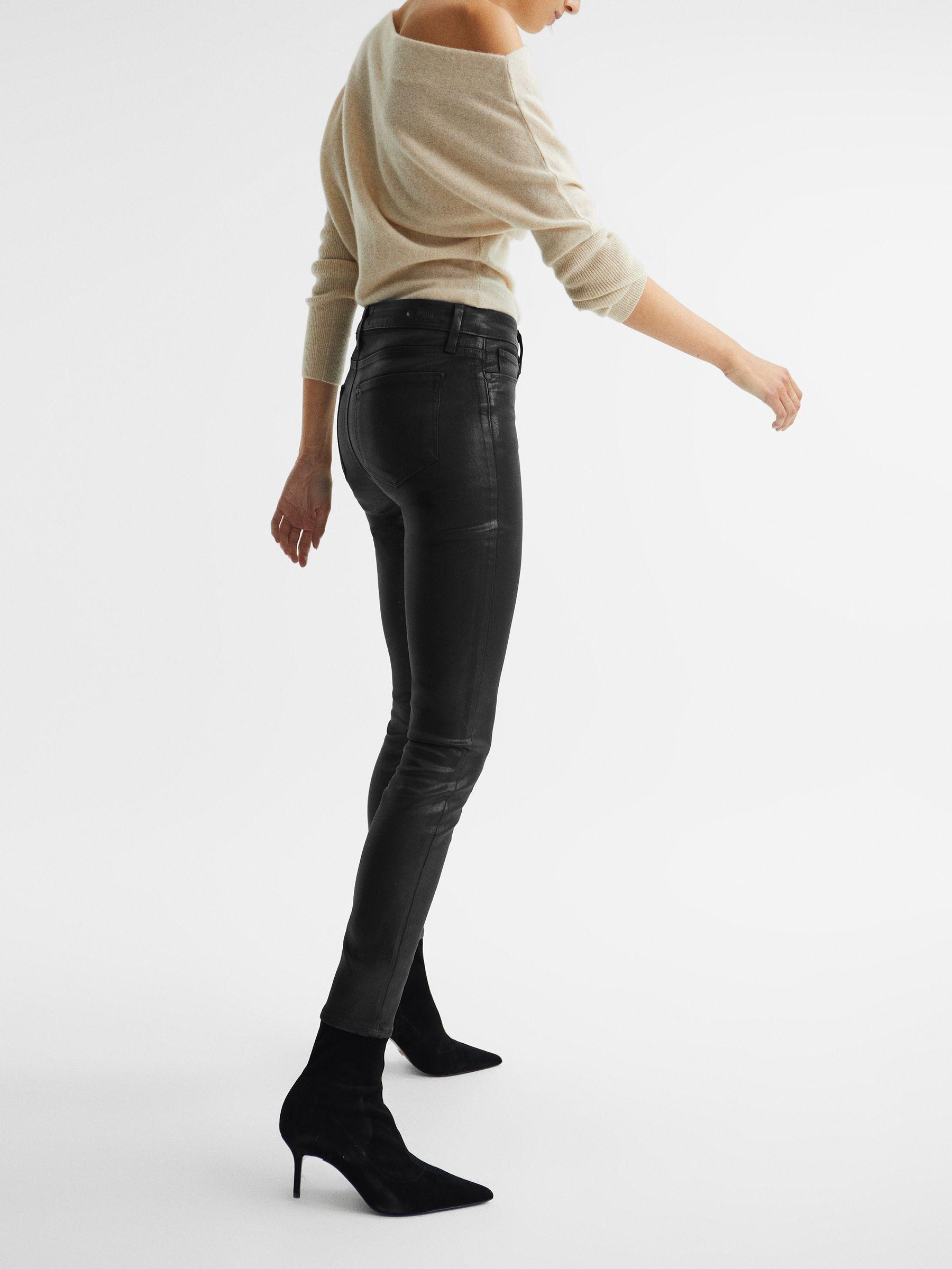 PAIGE Coated Skinny Jeans in Black Product Image