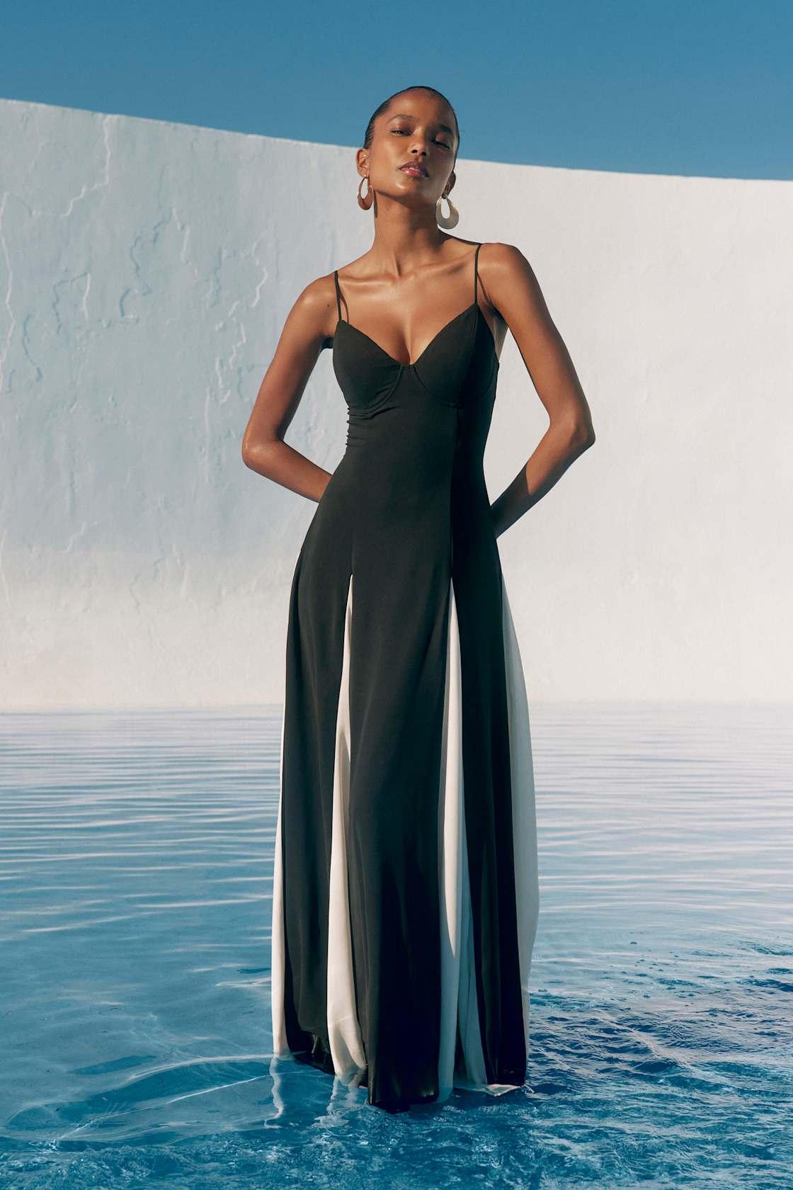 Elisha Black and White Sleeveless Maxi Dress Product Image